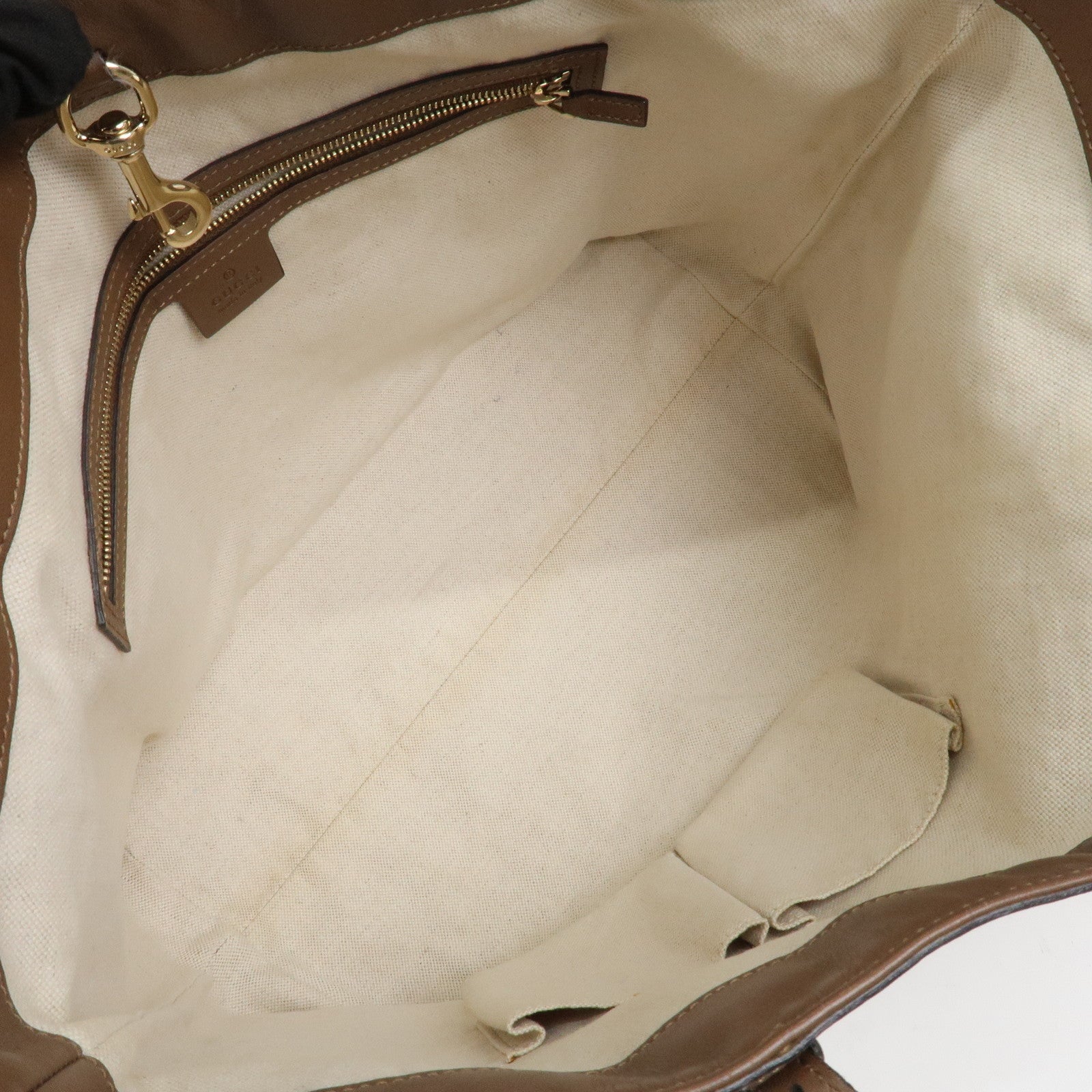 GUCCI GG Supreme Canvas Leather Tote Shoulder Bag Beige 309613