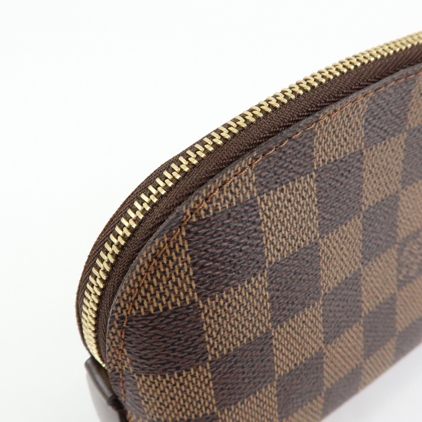 Louis Vuitton Damier Ebene Pochette Cosmetic PM Pouch Brown N47516