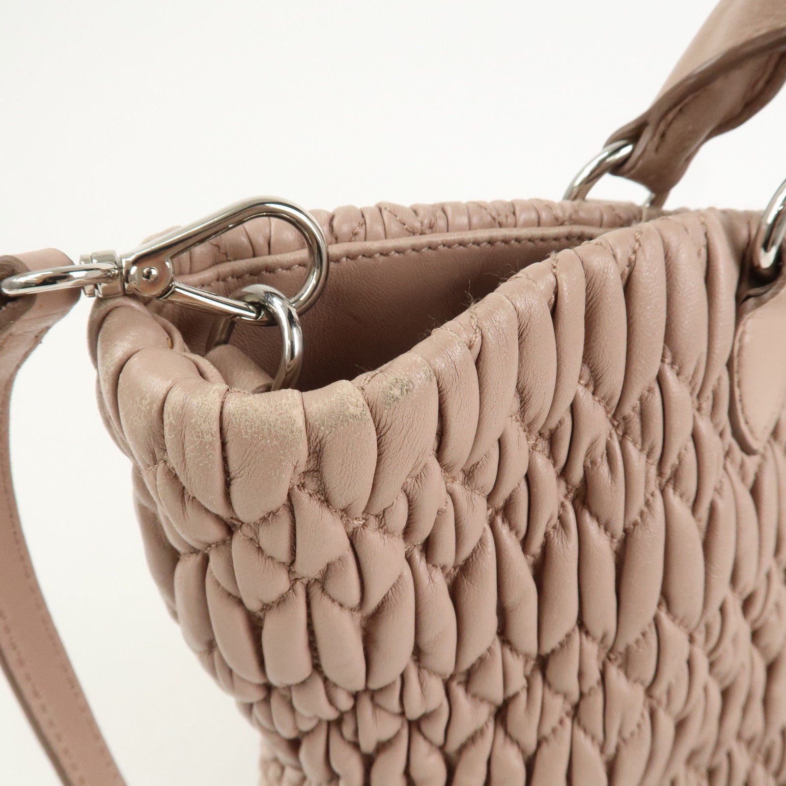 MIU MIU Matelasse Nappa Crystal Leather 2Way Shoulder Bag 5BE896