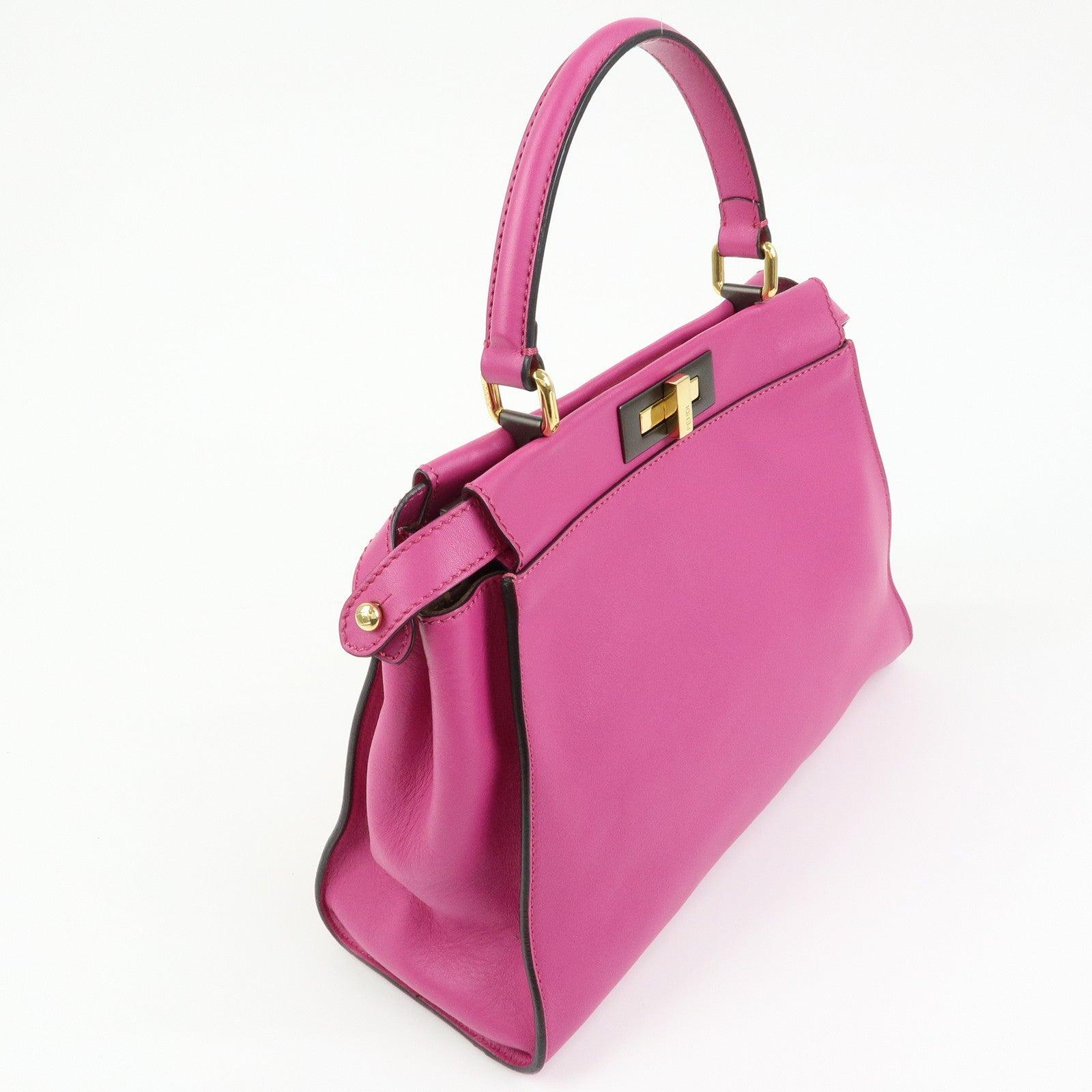 FENDI Peekaboo Leather 2Way Bag Hand Bag Shoulder Bag Pink 8BN290