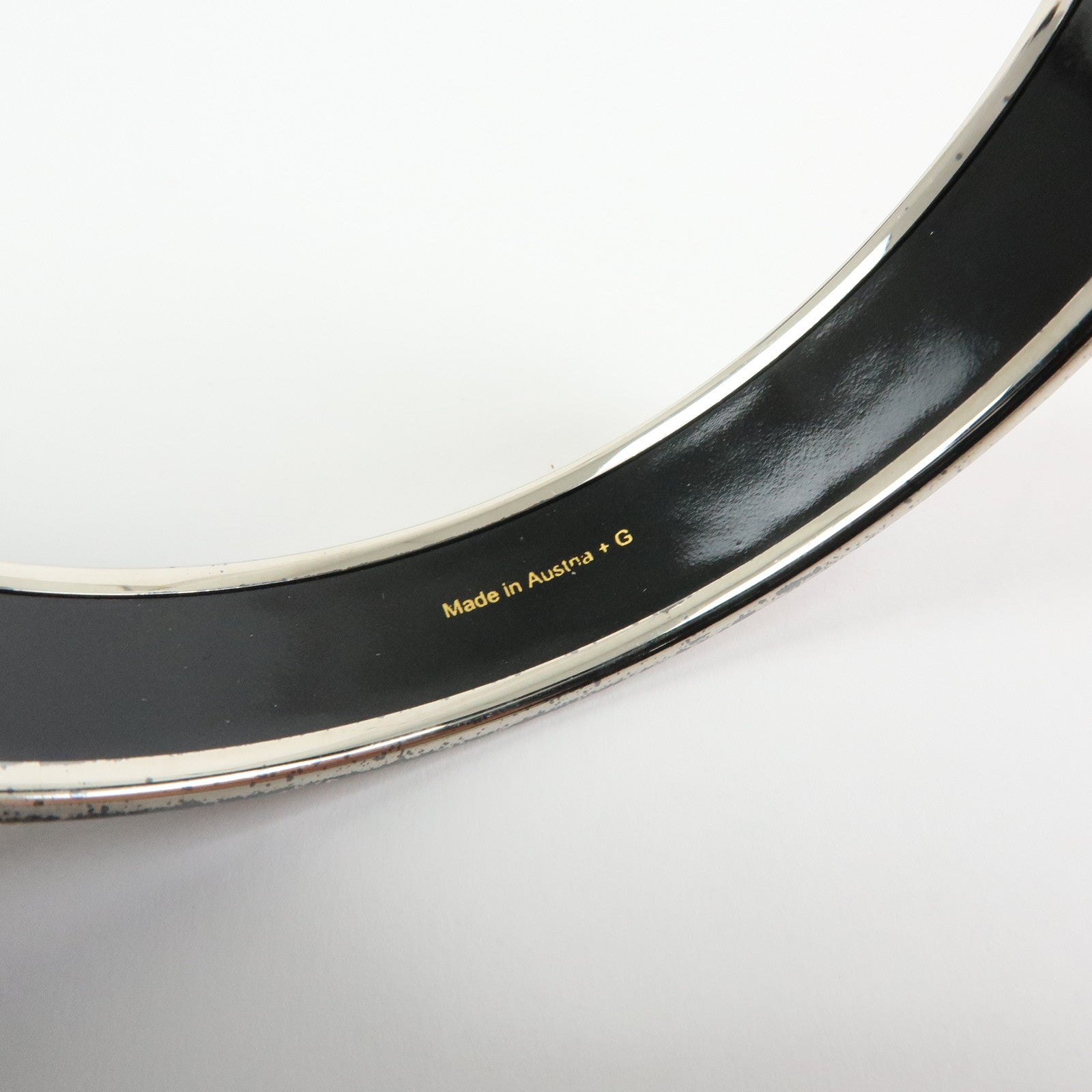 HERMES Email MM Bangle Plated Bracelet Red Silver