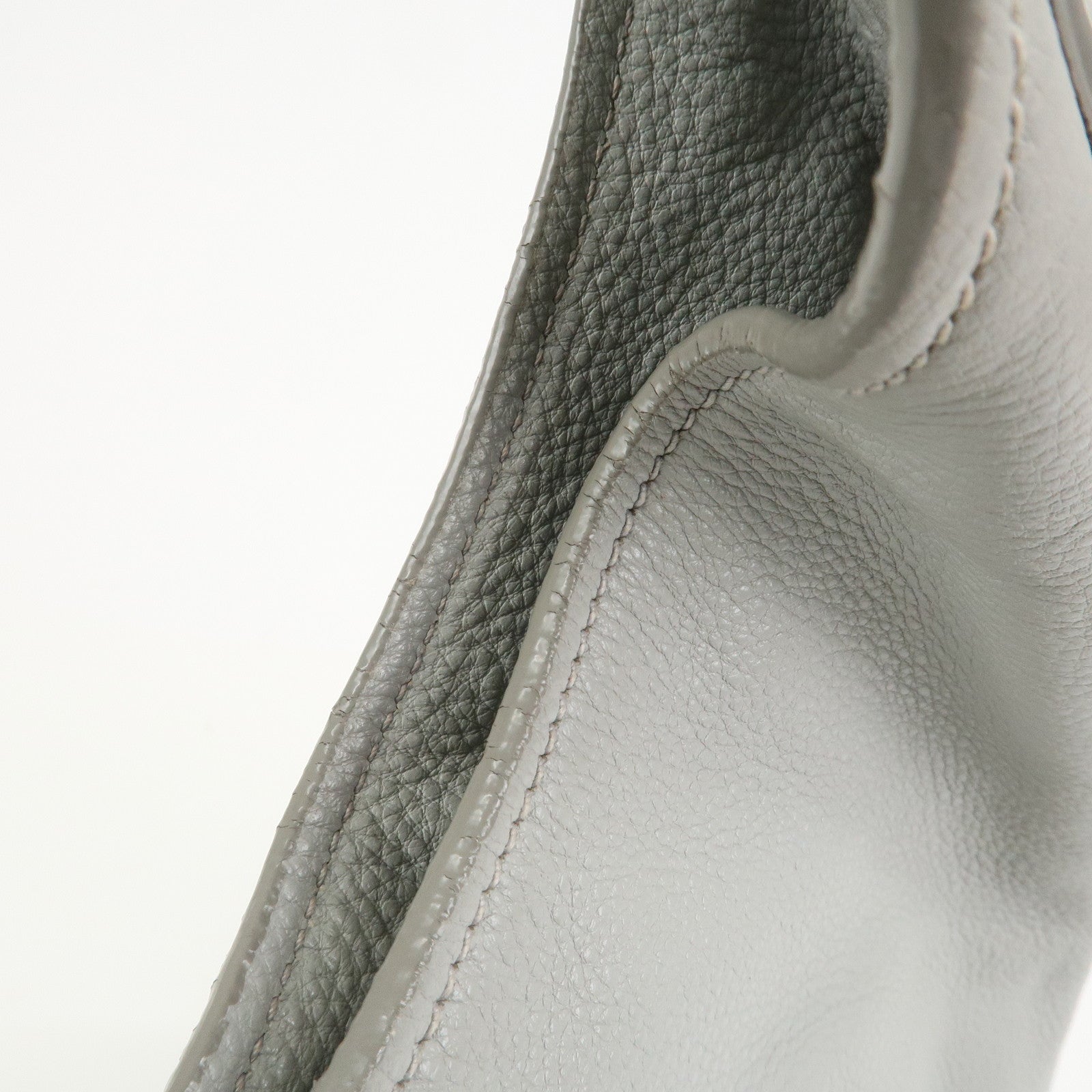 PRADA Logo Leather Shoulder Bag Hand Bag Gray 1BC013