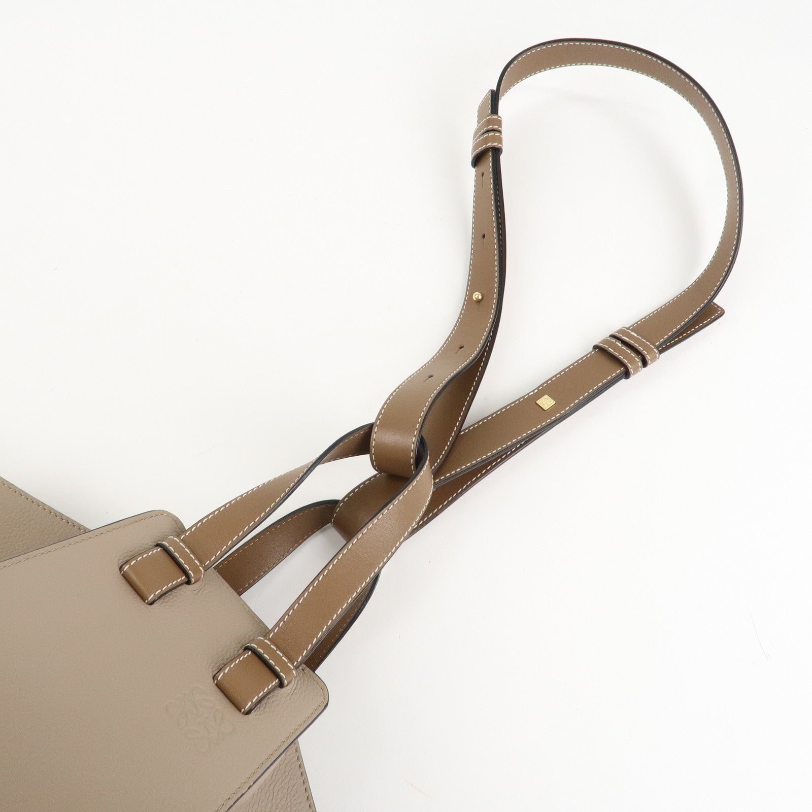 LOEWE Anagram Leather Hammock Small Shoulder Bag Greige Used