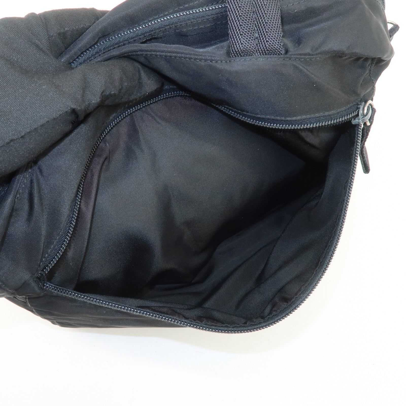 PRADA Triangle Logo Nylon Tote Bag Shoulder Bag Hand Bag Black
