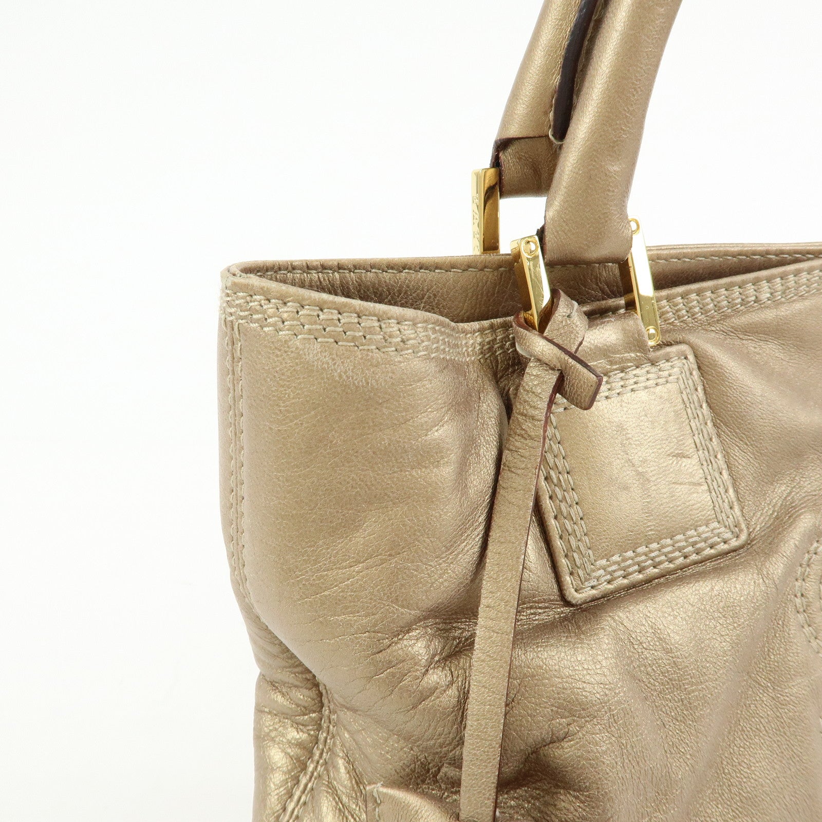 LOEWE Anagram Nappa Leather Tote Bag Hand Bag Gold