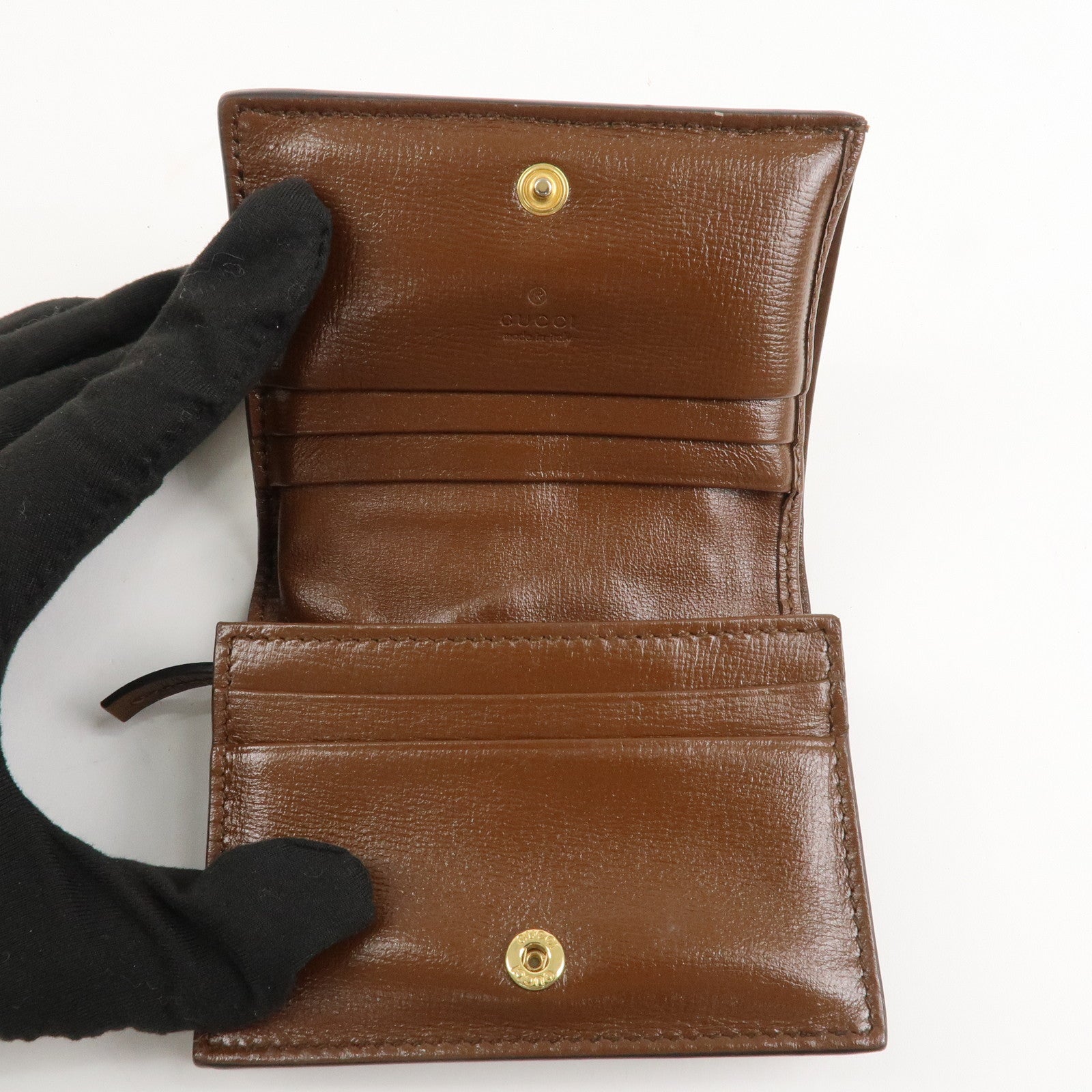 GUCCI GG Supreme Leather Heart Bi-fold Compact Wallet 648848 Used