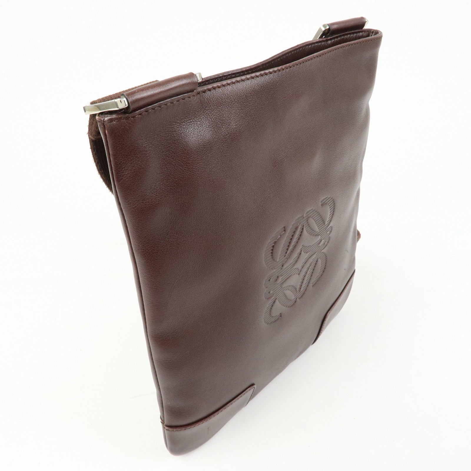 LOEWE Anagram Leather Shoulder Bag Crossbody Bag Brown