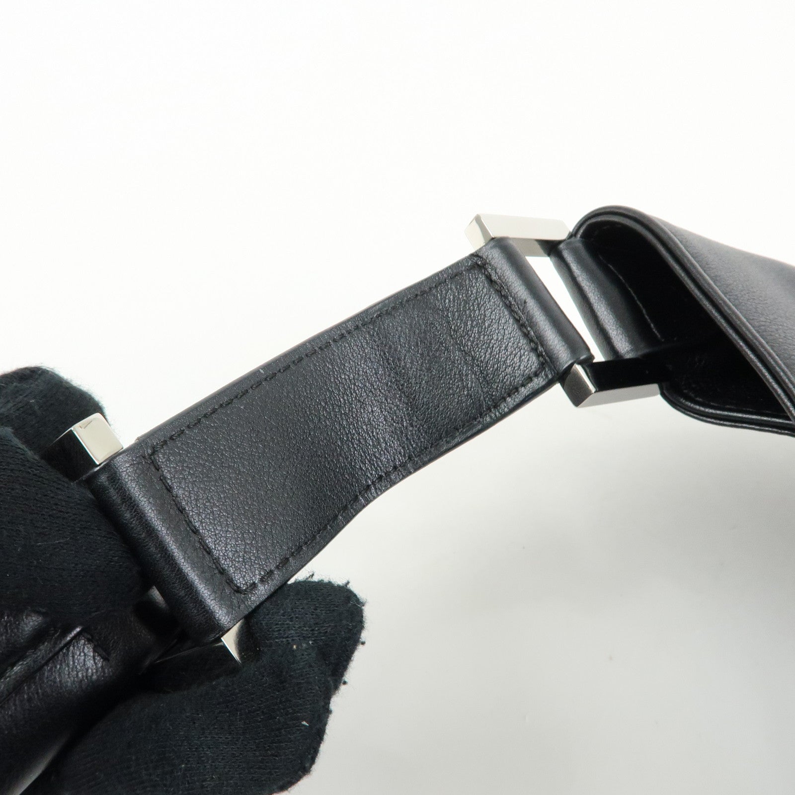 DELVAUX Louise Leather Shoulder Bag Hand Bag Black