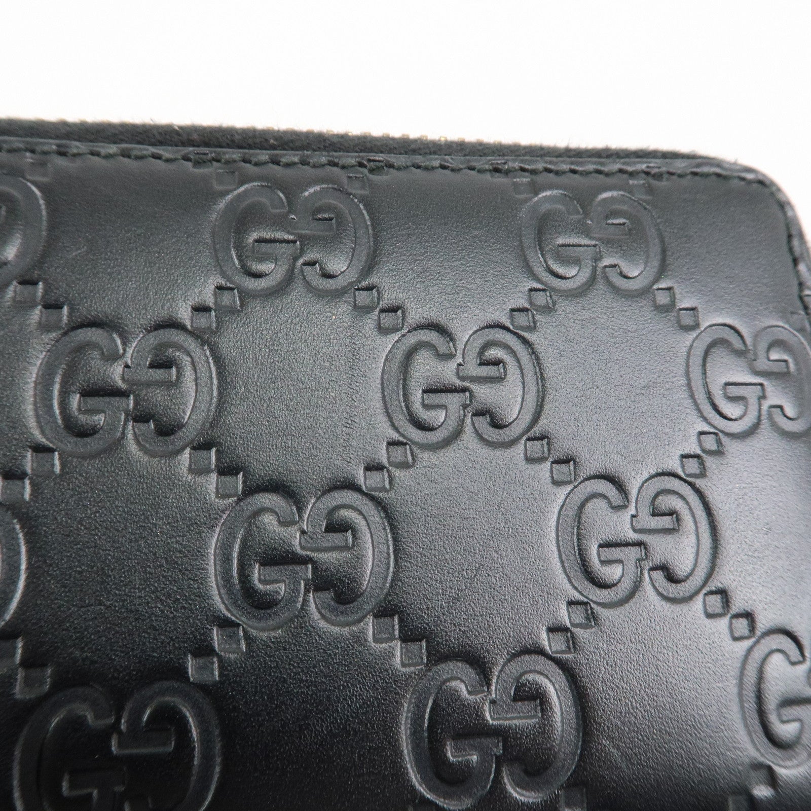 GUCCI Guccissima Leather Card Case Card Holder Black 447939 Used