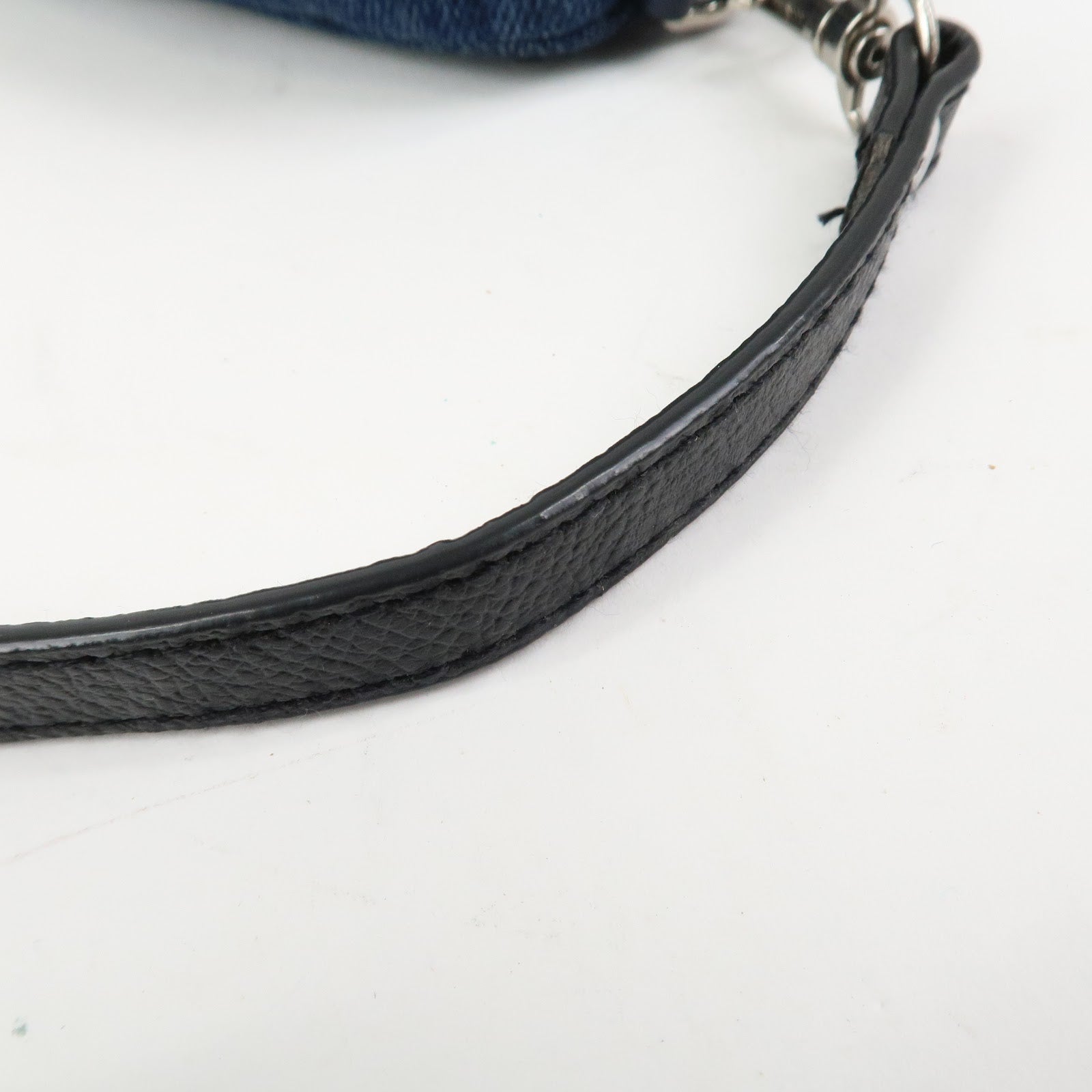PRADA Logo Denim Leather Mini Shoulder Bag Camera Bag 1N1674