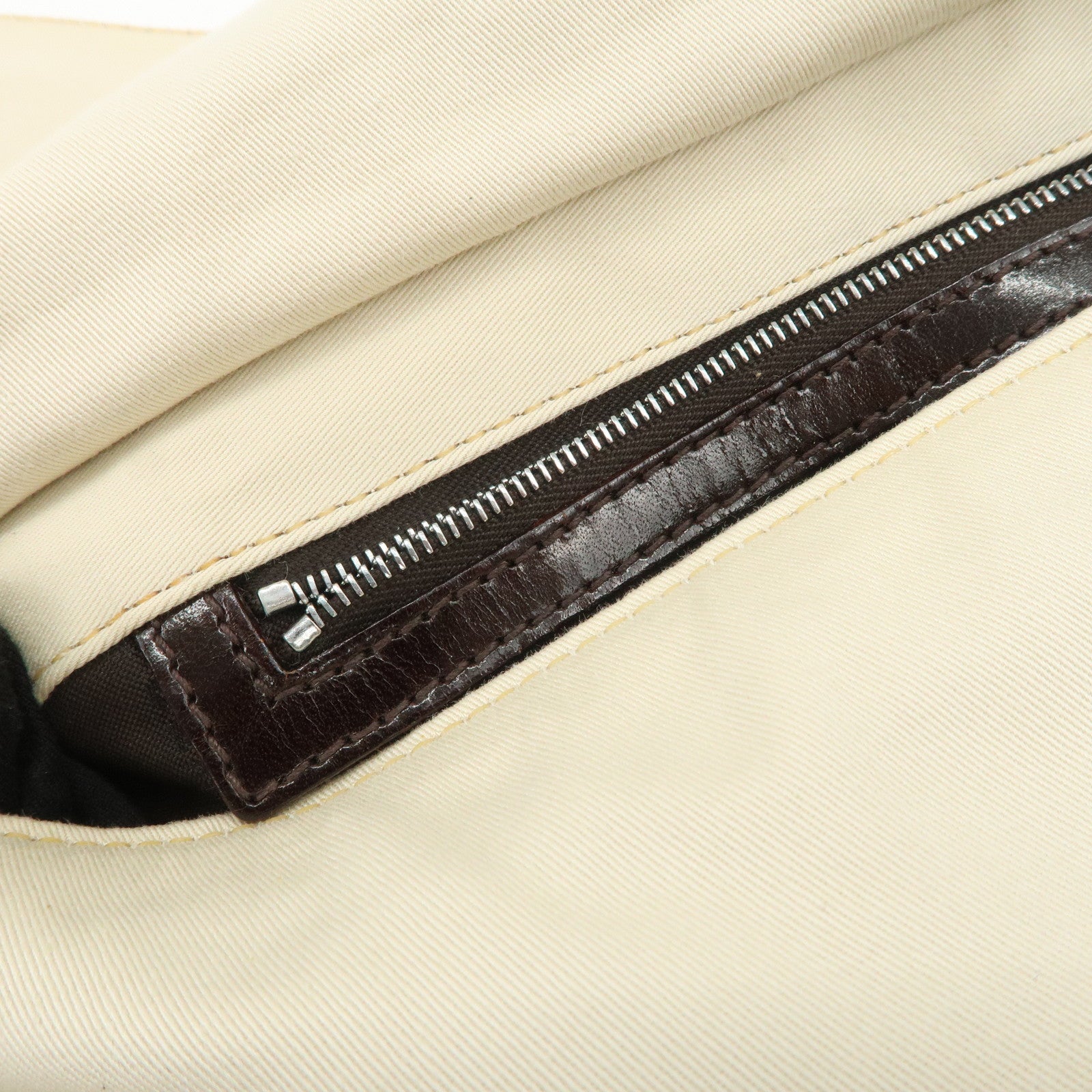 FENDI Canvas Shoulder Bag Hand Bag Ivory Silver Hardware