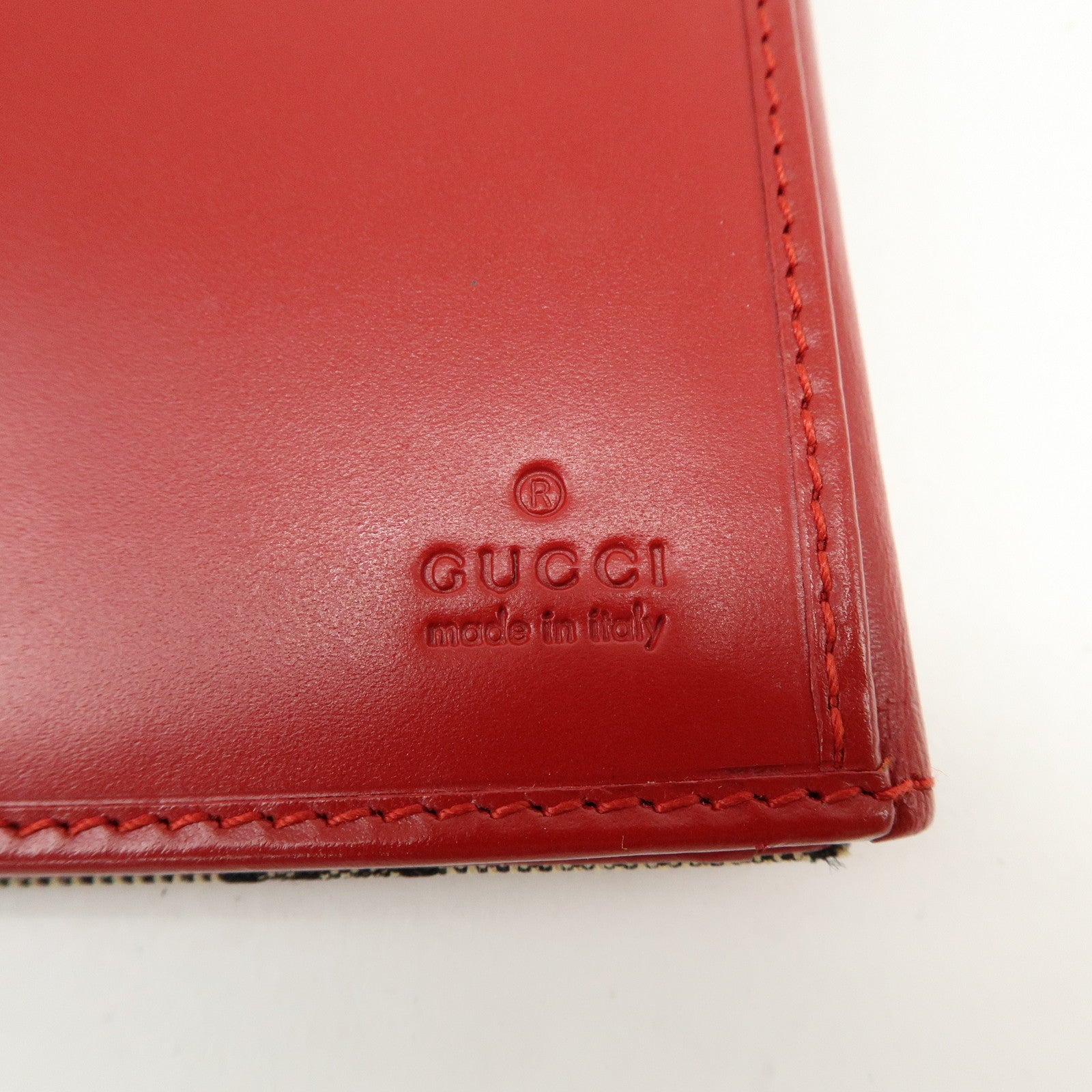 GUCCI Jackie GG Canvas Leather Long Wallet Beige Red 035.0416.2134