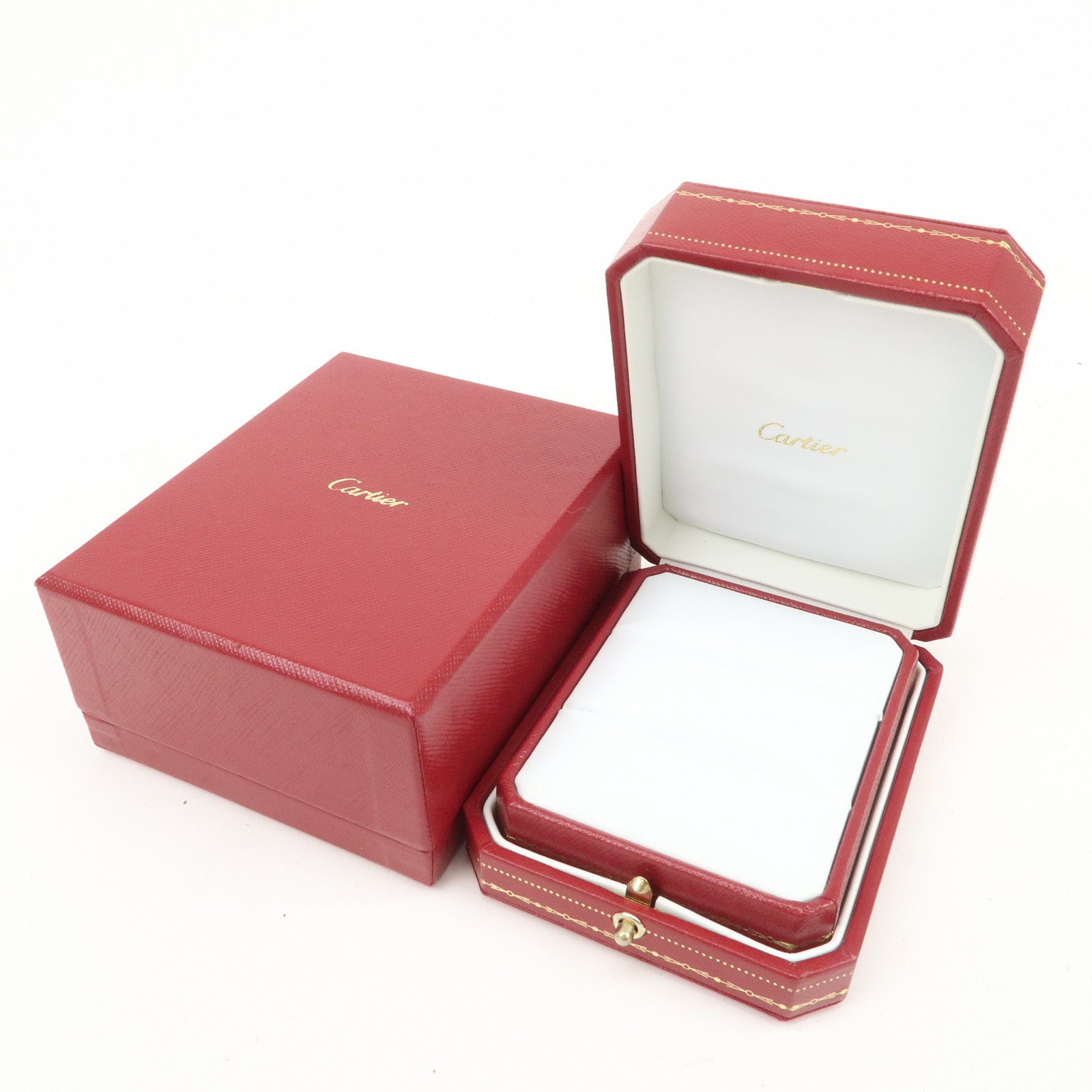 Cartier Set of 3 Jewelry Boxes Pair Ring Boxes Red Gold