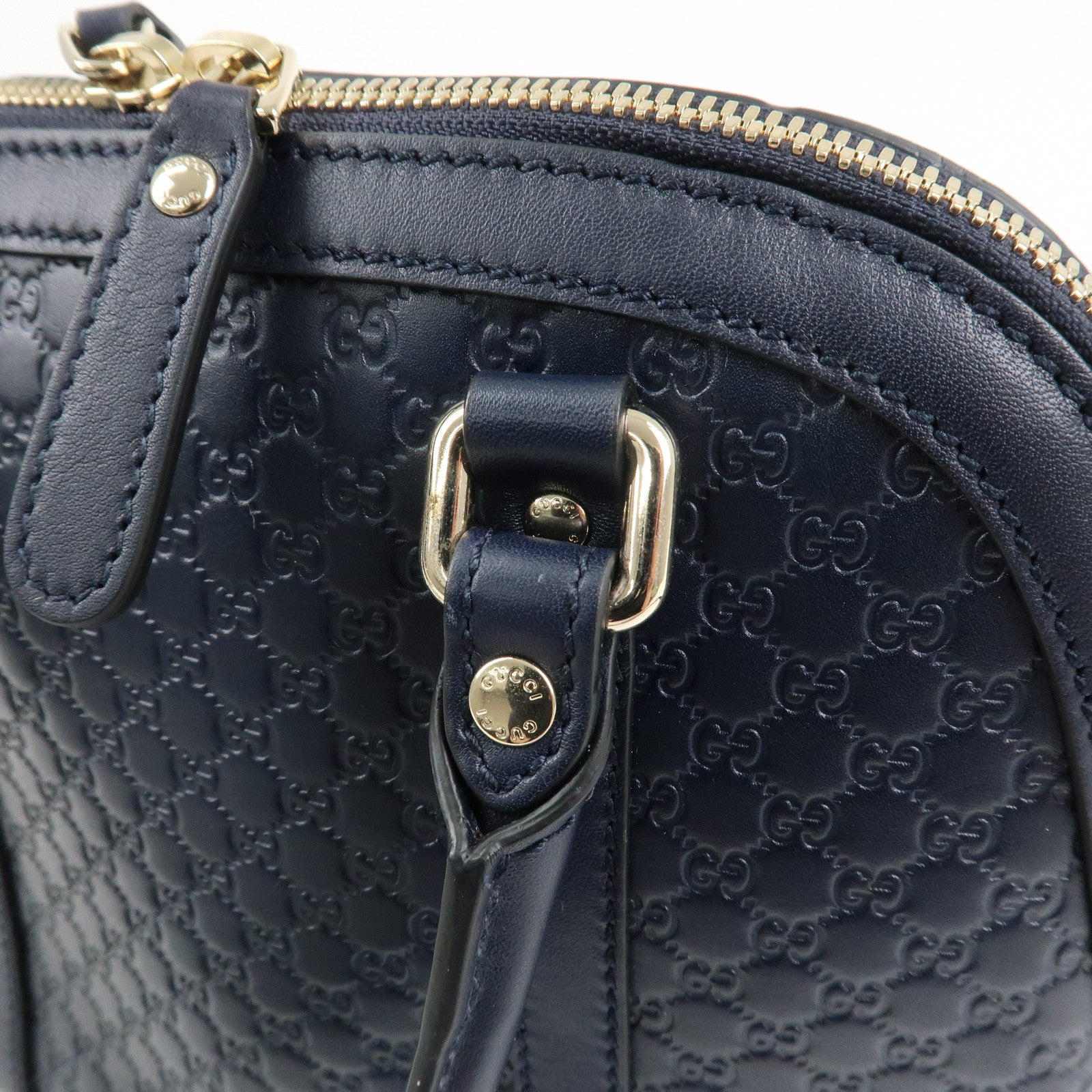 GUCCI Micro Guccissima Leather 2Way Hand Shoulder Bag Navy 449654