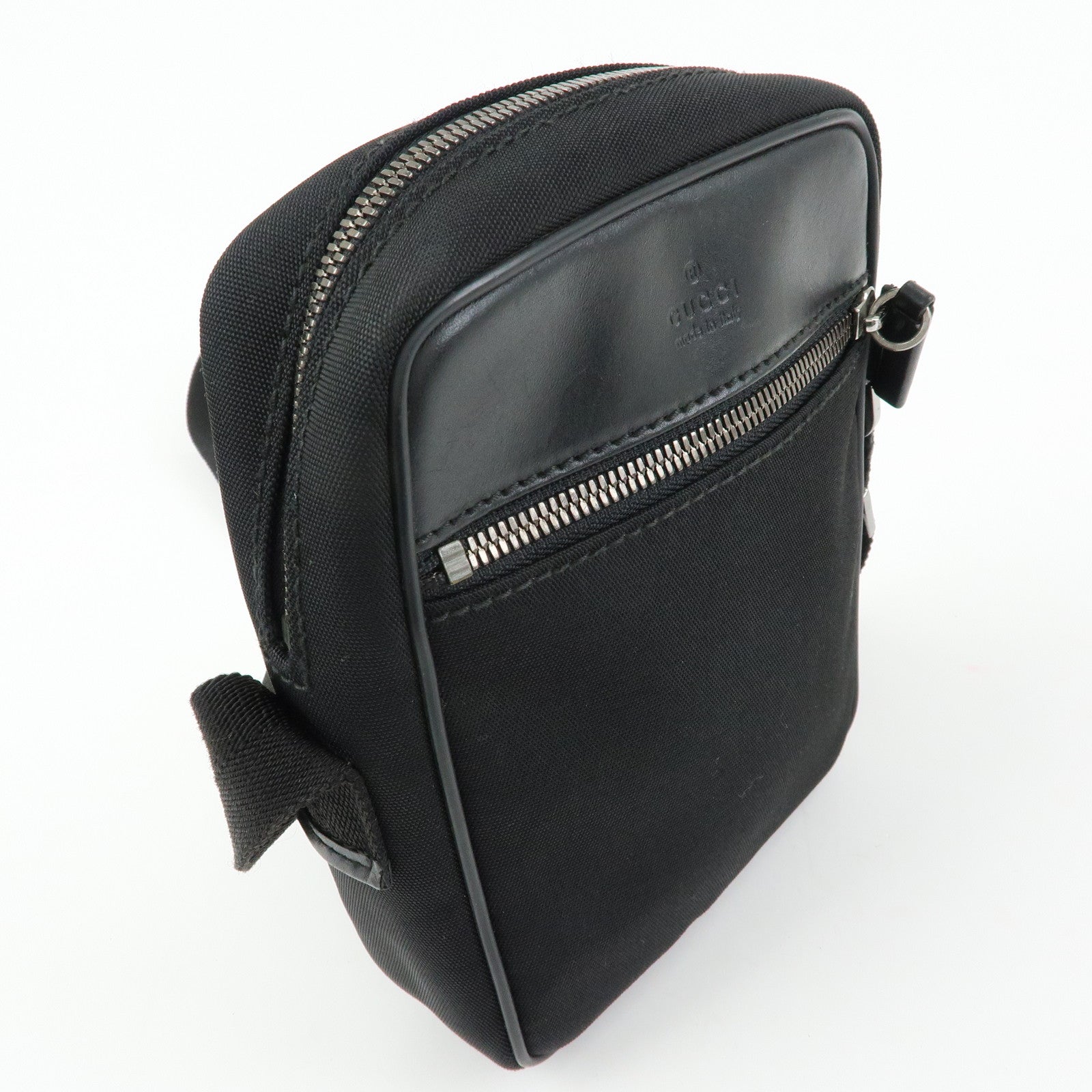 GUCCI Logo Canvas Leather Shoulder Crossbody Bag Black 101680