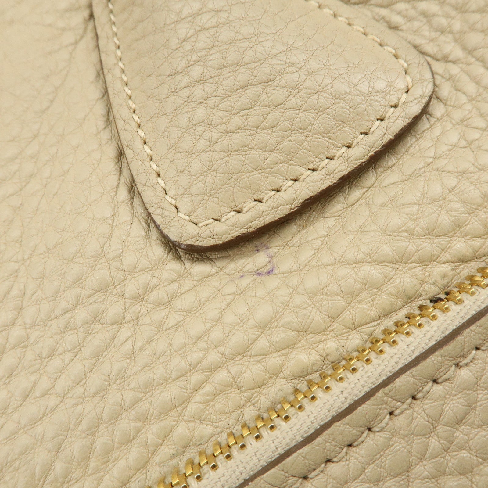 PRADA Triangle Logo Leather 2Way Hand Shoulder Bag Beige BN2795