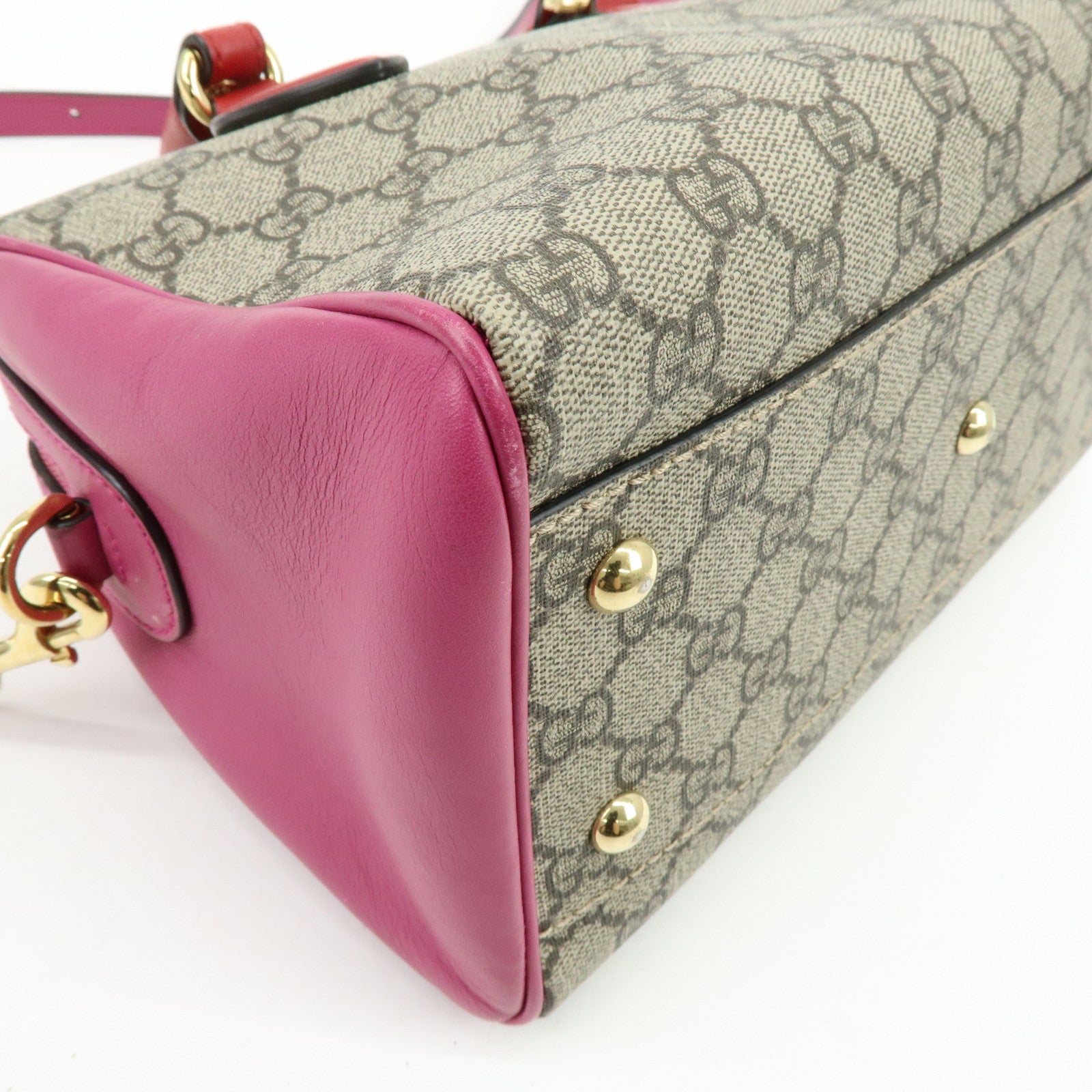 GUCCI GG Supreme Leather 2Way Bag Hand Shoulder Bag Beige 409529