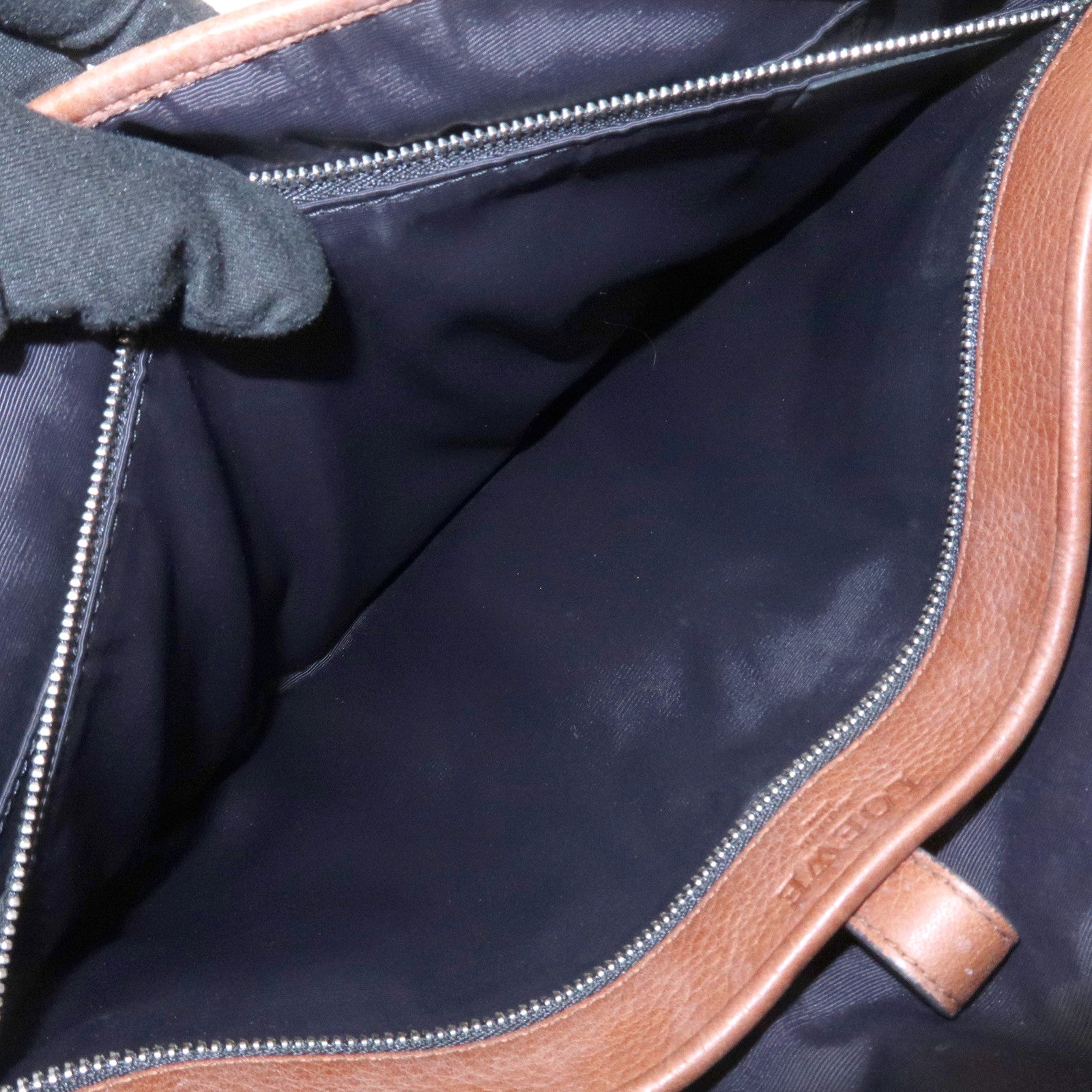 LOEWE Heritage Logo Leather Shoulder Bag Crossbody Bag Brown
