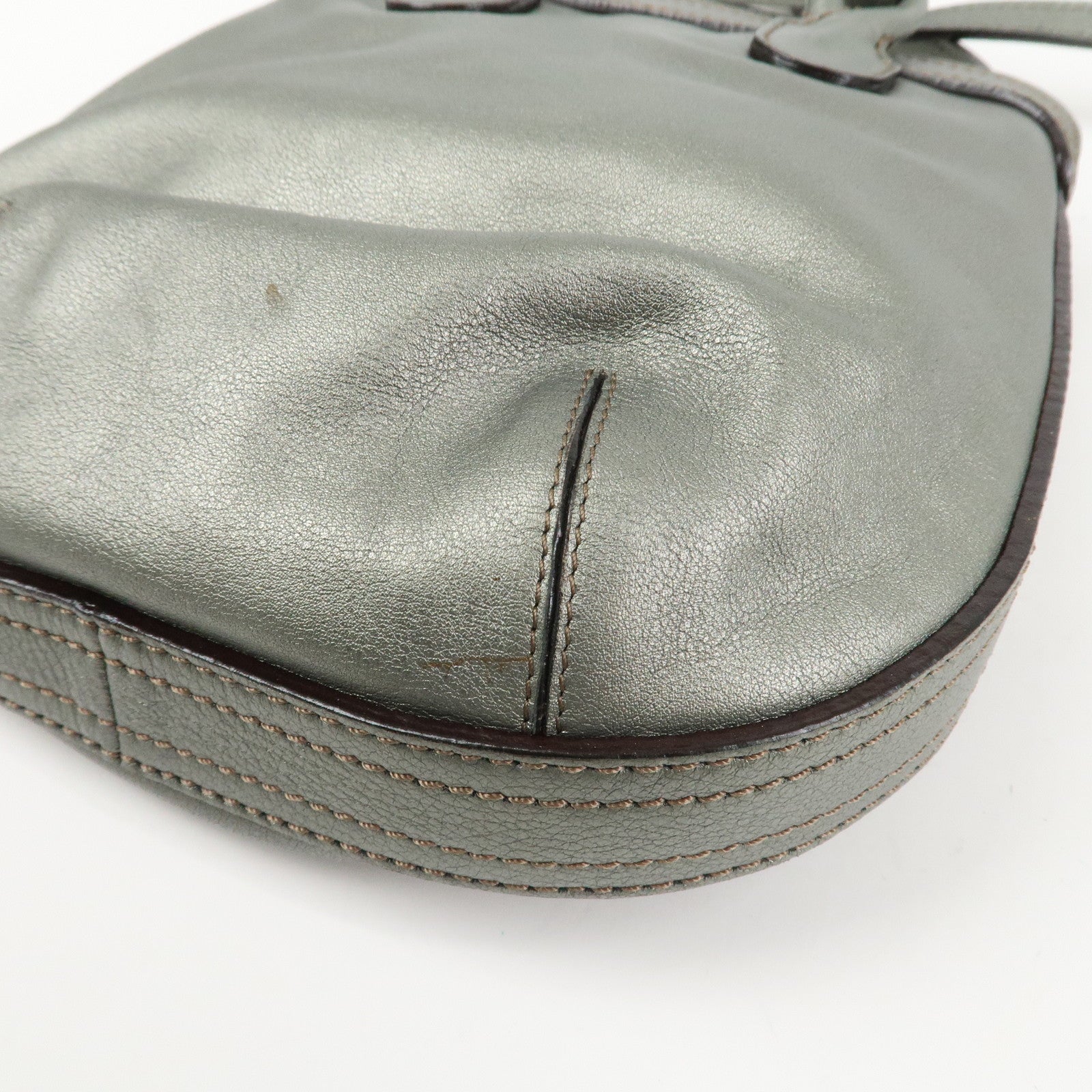LOEWE Leather 2WAY Bag Shoulder Bag Hand Bag Metallic Gray