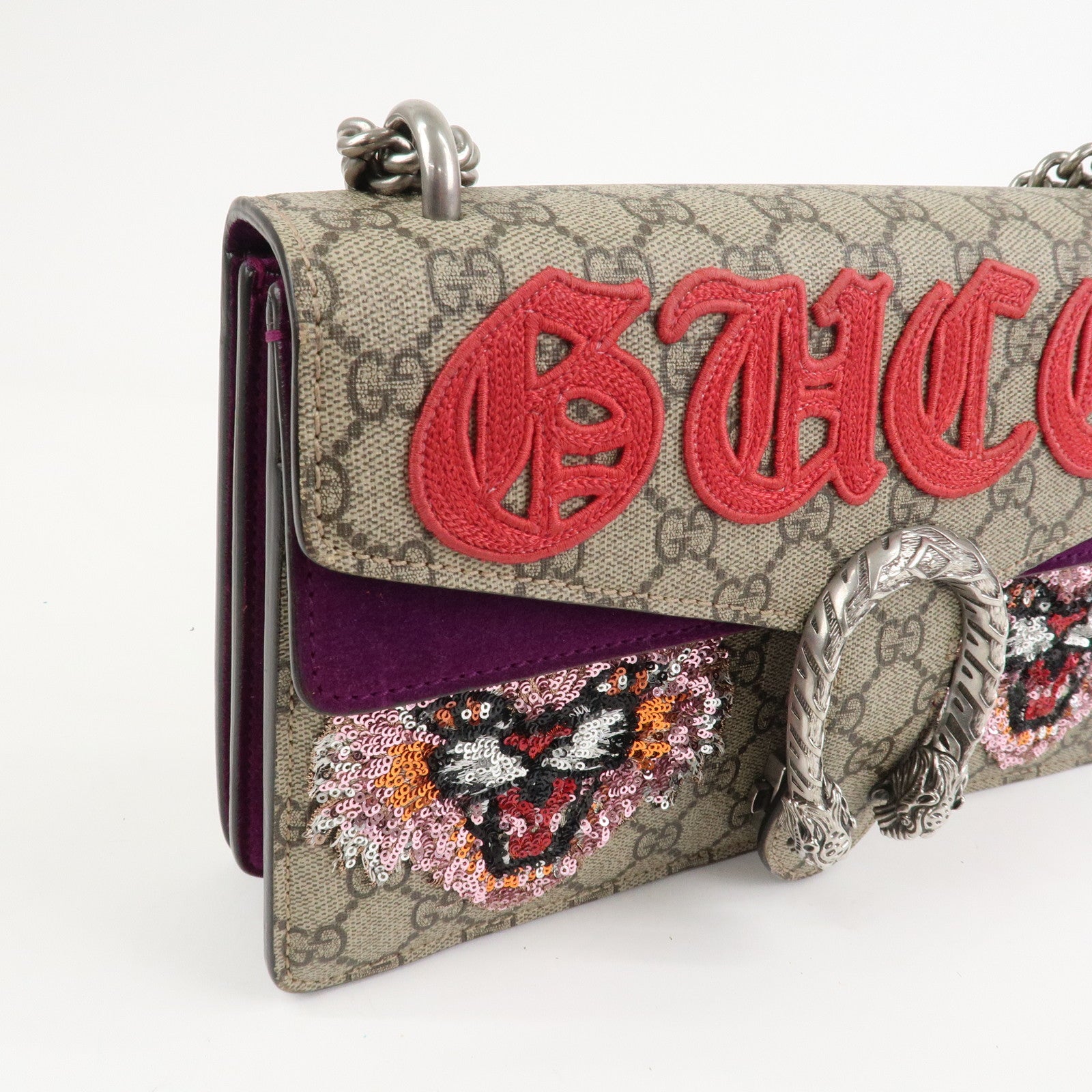 GUCCI Dionysus GG Supreme Suede Medium Chain Shoulder Bag 400249