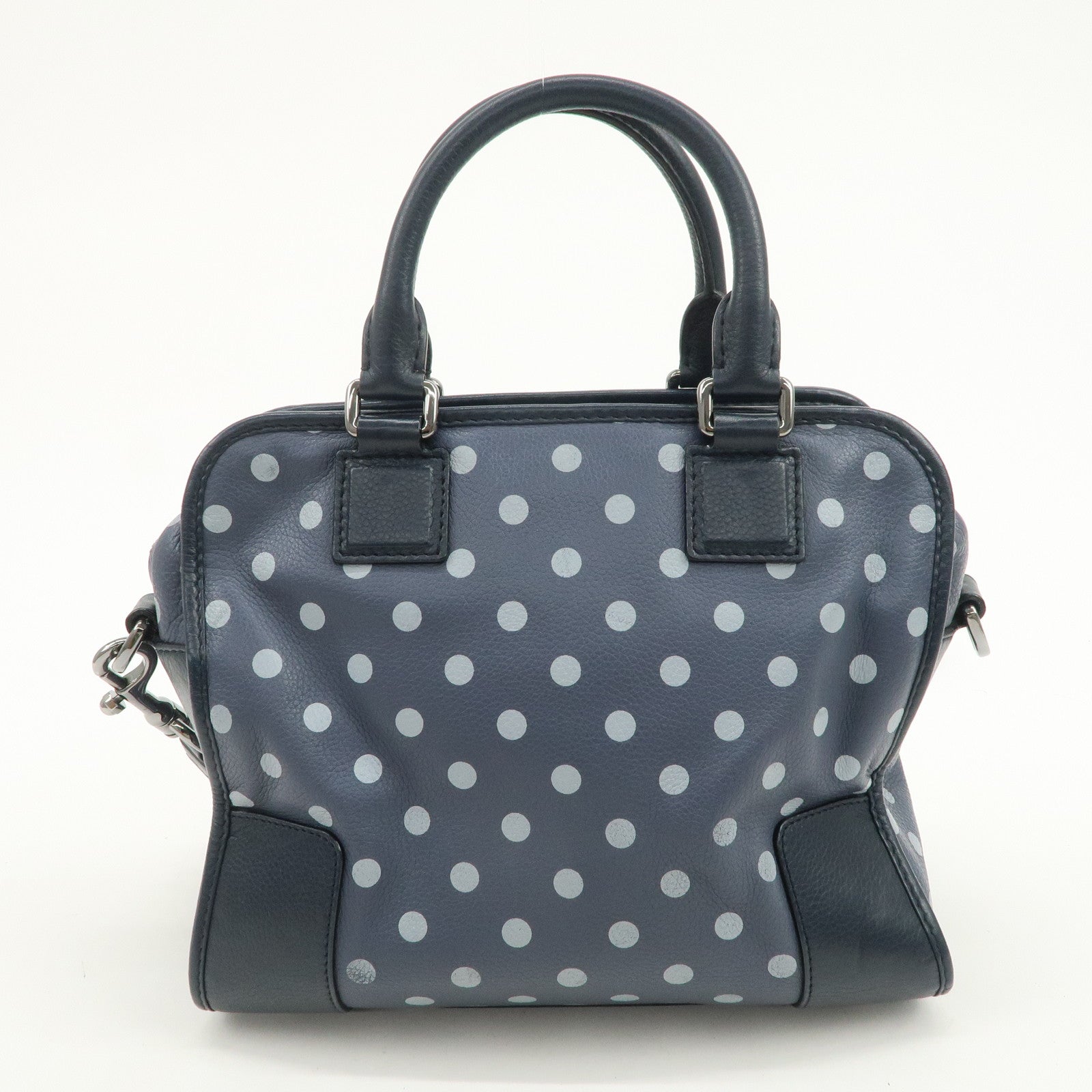 LOEWE Amazona Cruz Leather 2Way Bag Hand Bag Shoulder Bag Navy