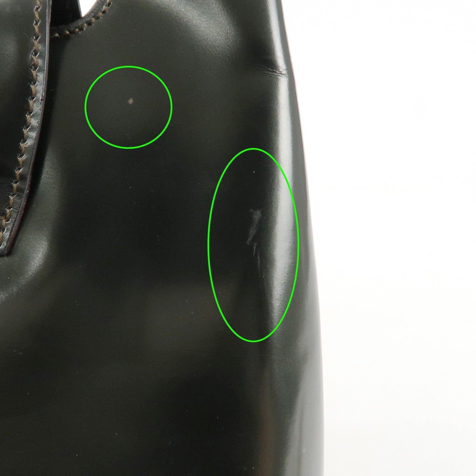 Christian Dior Enamel Leather Maris Pearl Shoulder Bag Hand Bag Khaki Used