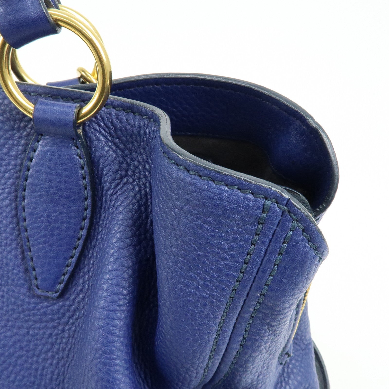 MIU MIU Leather 2Way Bag Hand Bag Shoulder Bag Blue