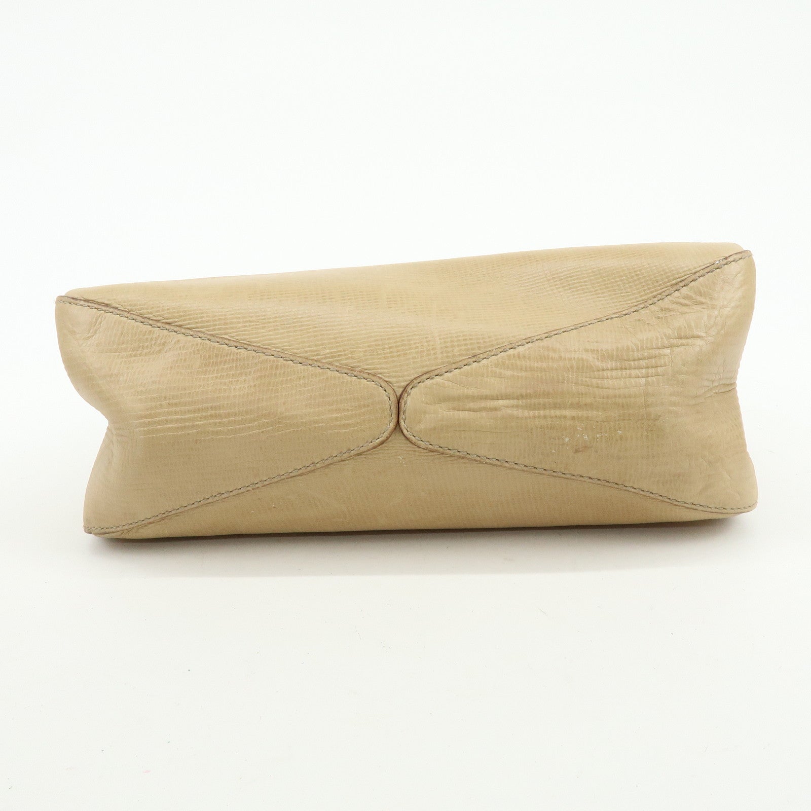 GUCCI Leather Wood Hand Bag Shoulder Bag Beige 106237