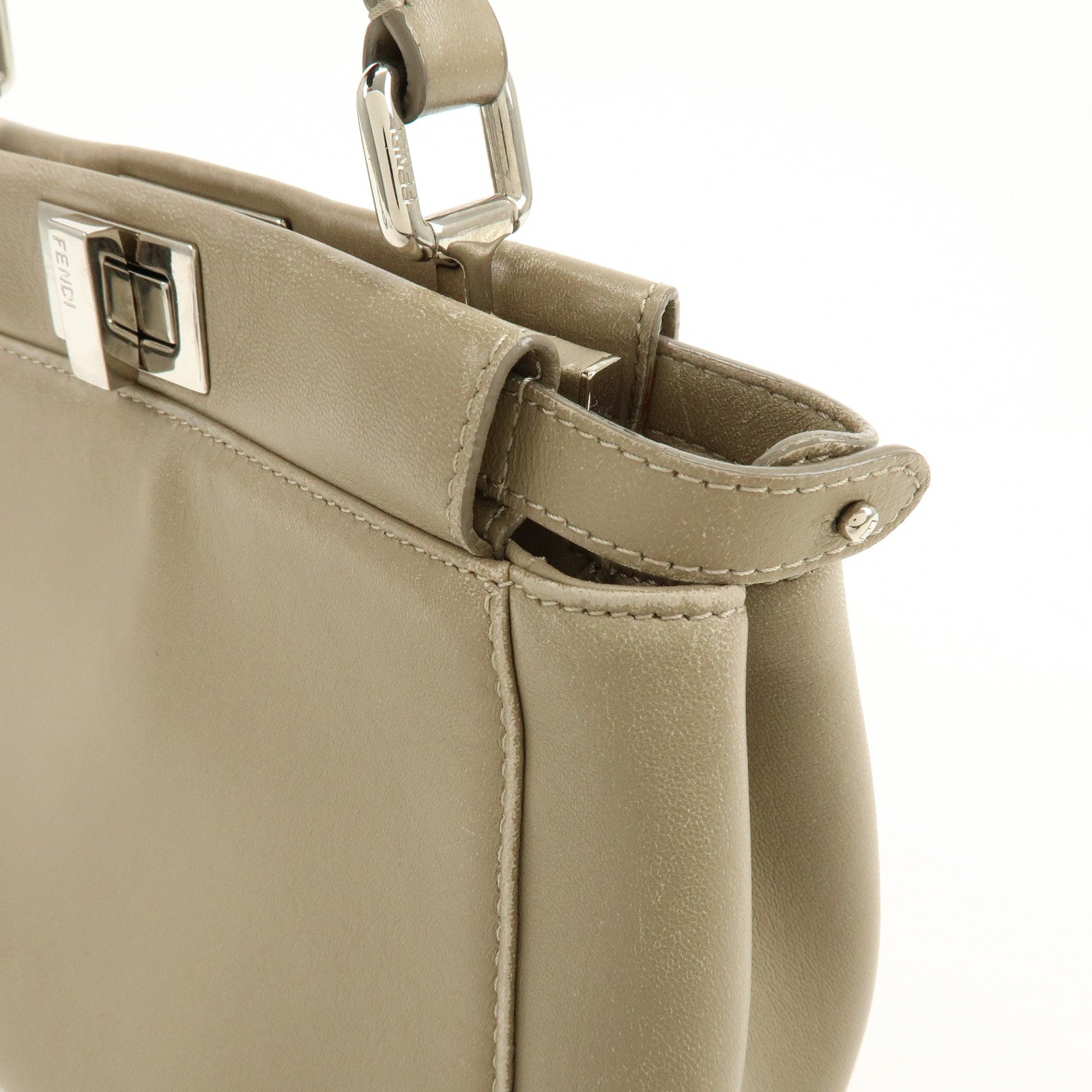 FENDI Mini Peekaboo 2Way Shoulder Bag Hand Bag Brown 8BN244