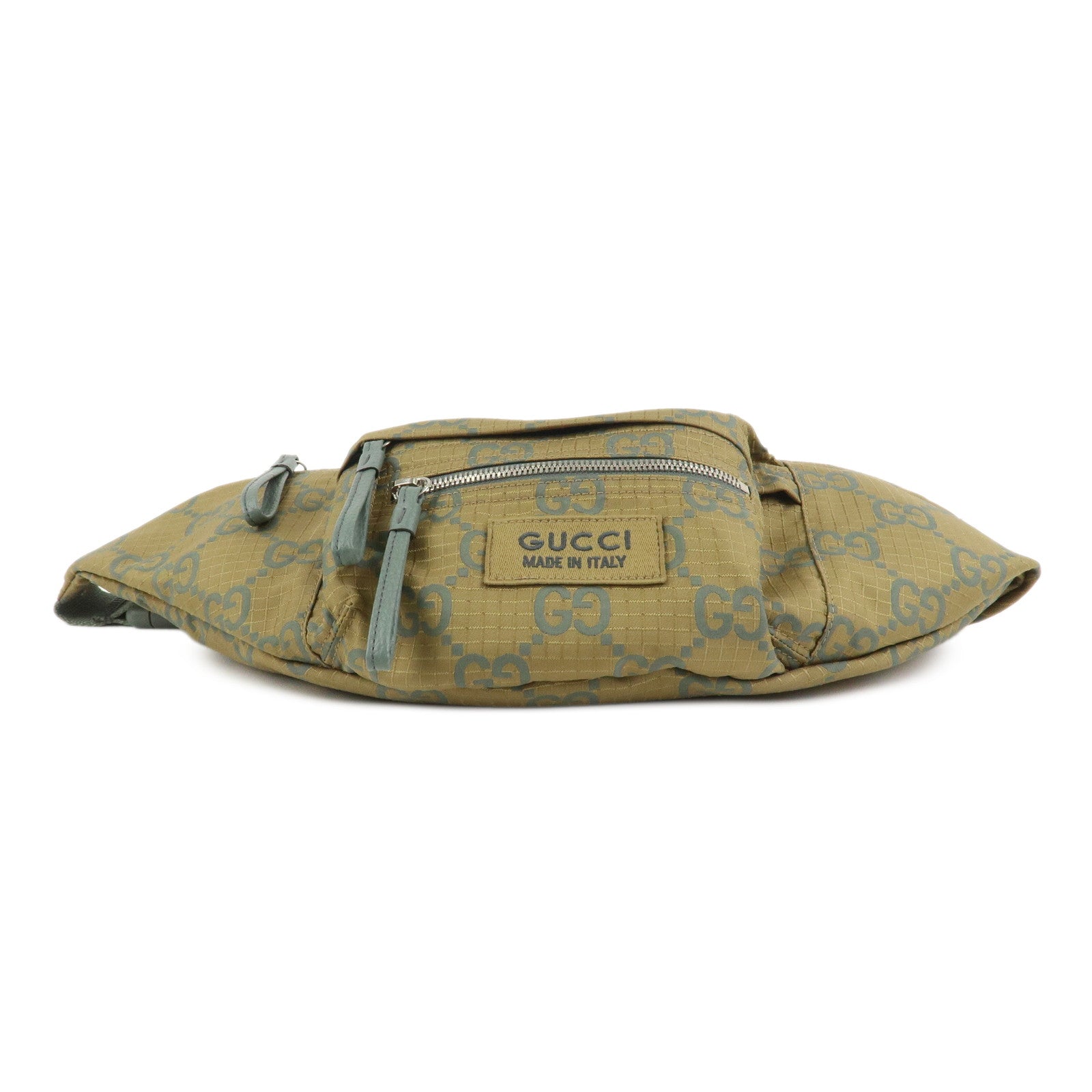 GUCCI GG Monogram GG Ripstop Leather Waist Bag Crossbody Bag Khaki