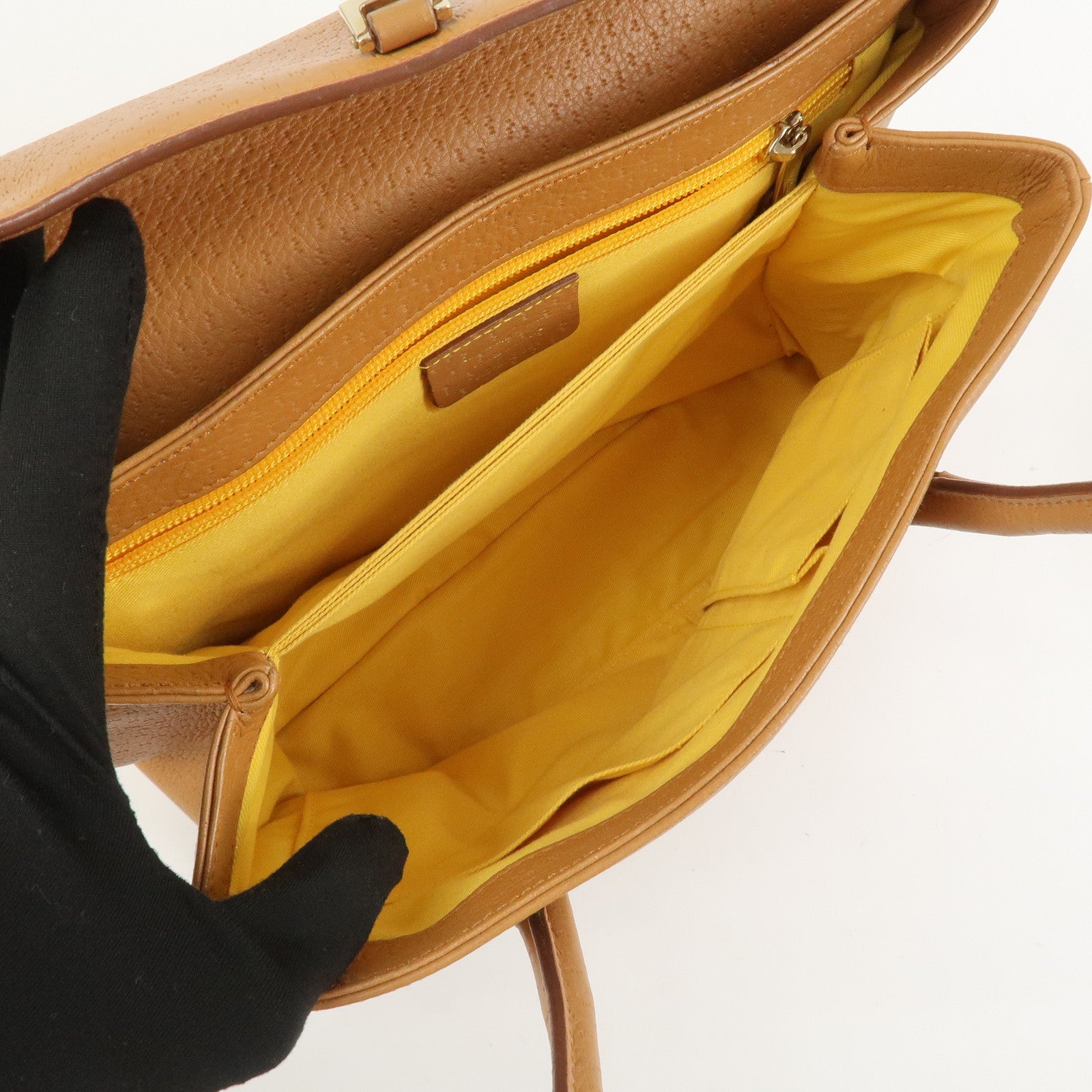 Ferragamo Gancini Leather Shoulder Bag Hand Bag Light Brown