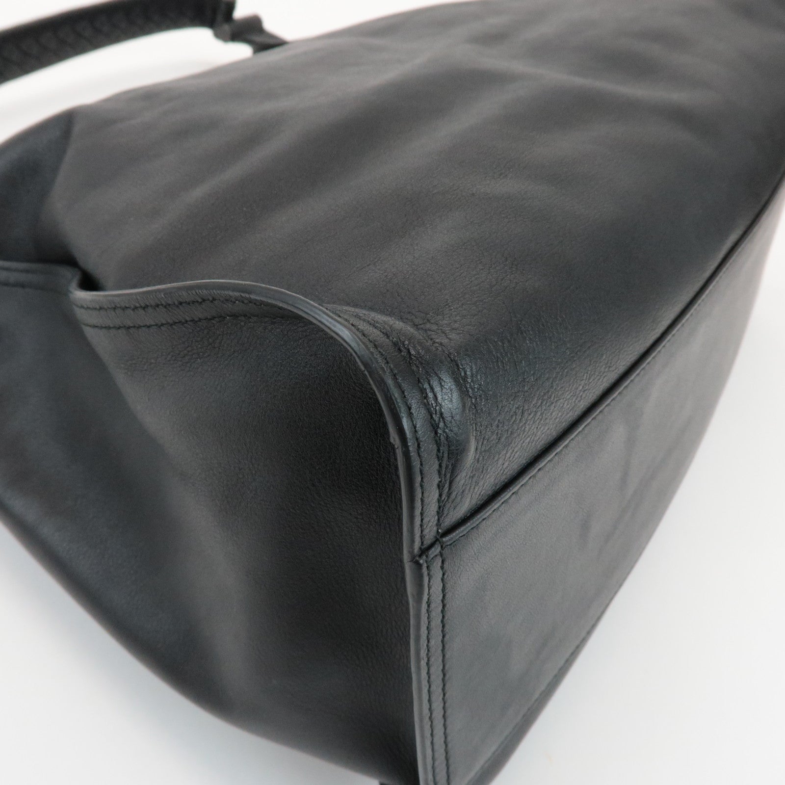 BOTTEGA VENETA Intrecciato Leather Shoulder Bag Black