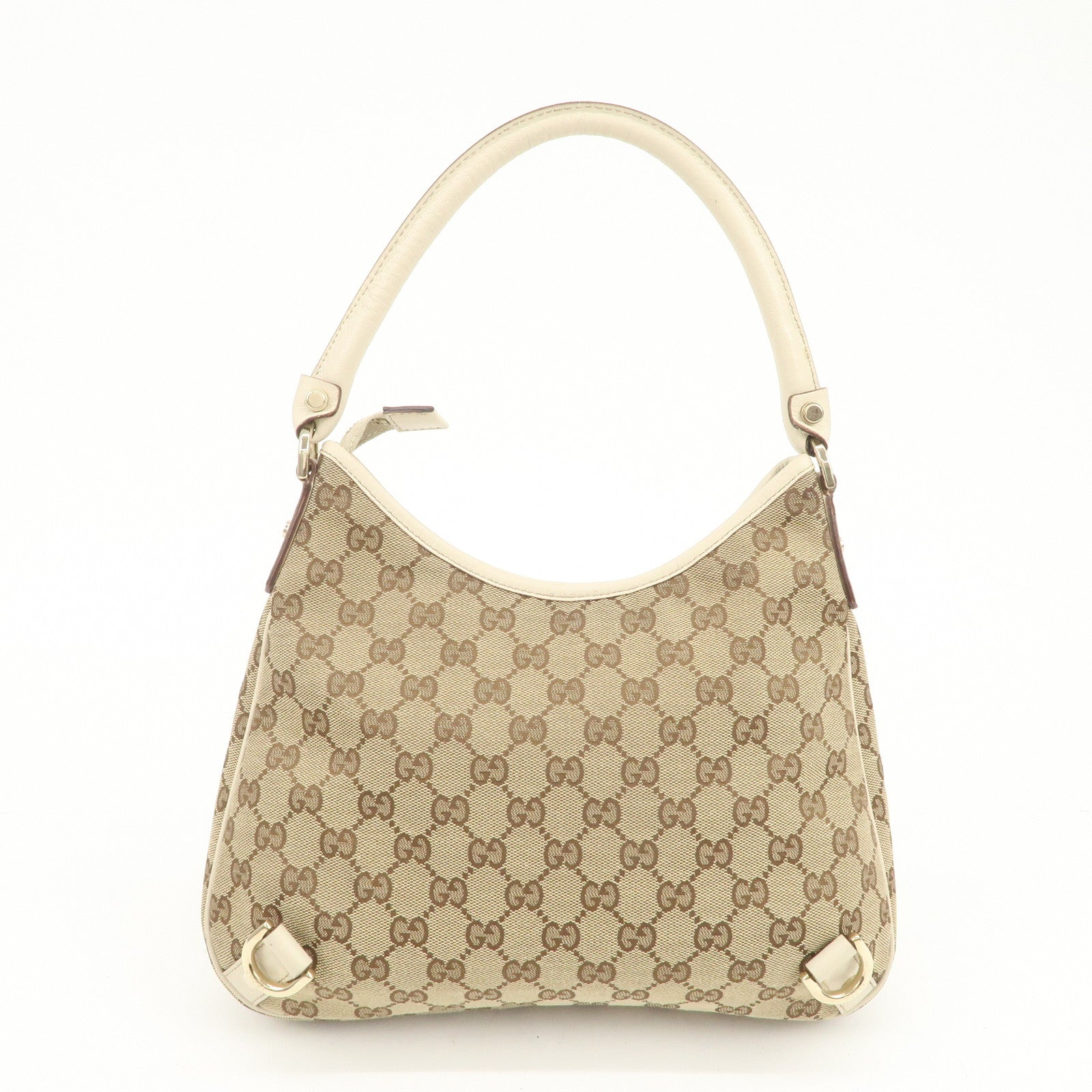 GUCCI Abbey GG Canvas Leather Shoulder Bag Beige Ivory 130738