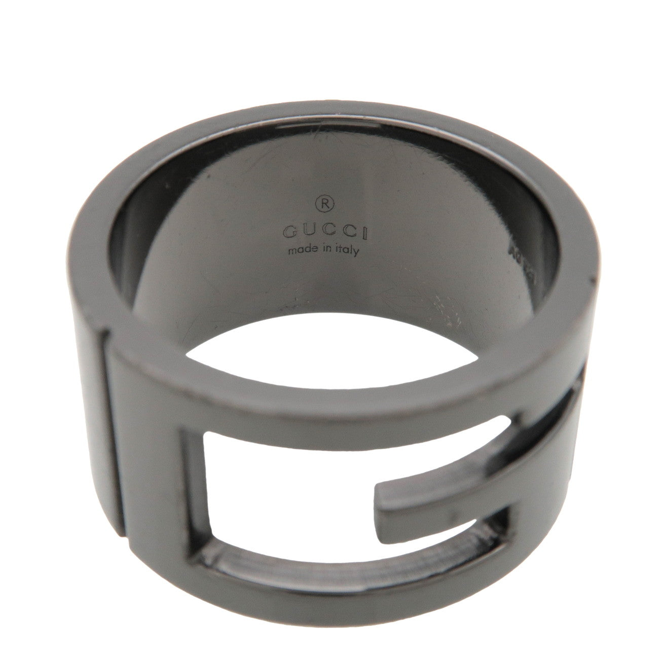 GUCCI G-Outcut Ring SV925 Black Silver 224031 US8.5 EU58 HK18