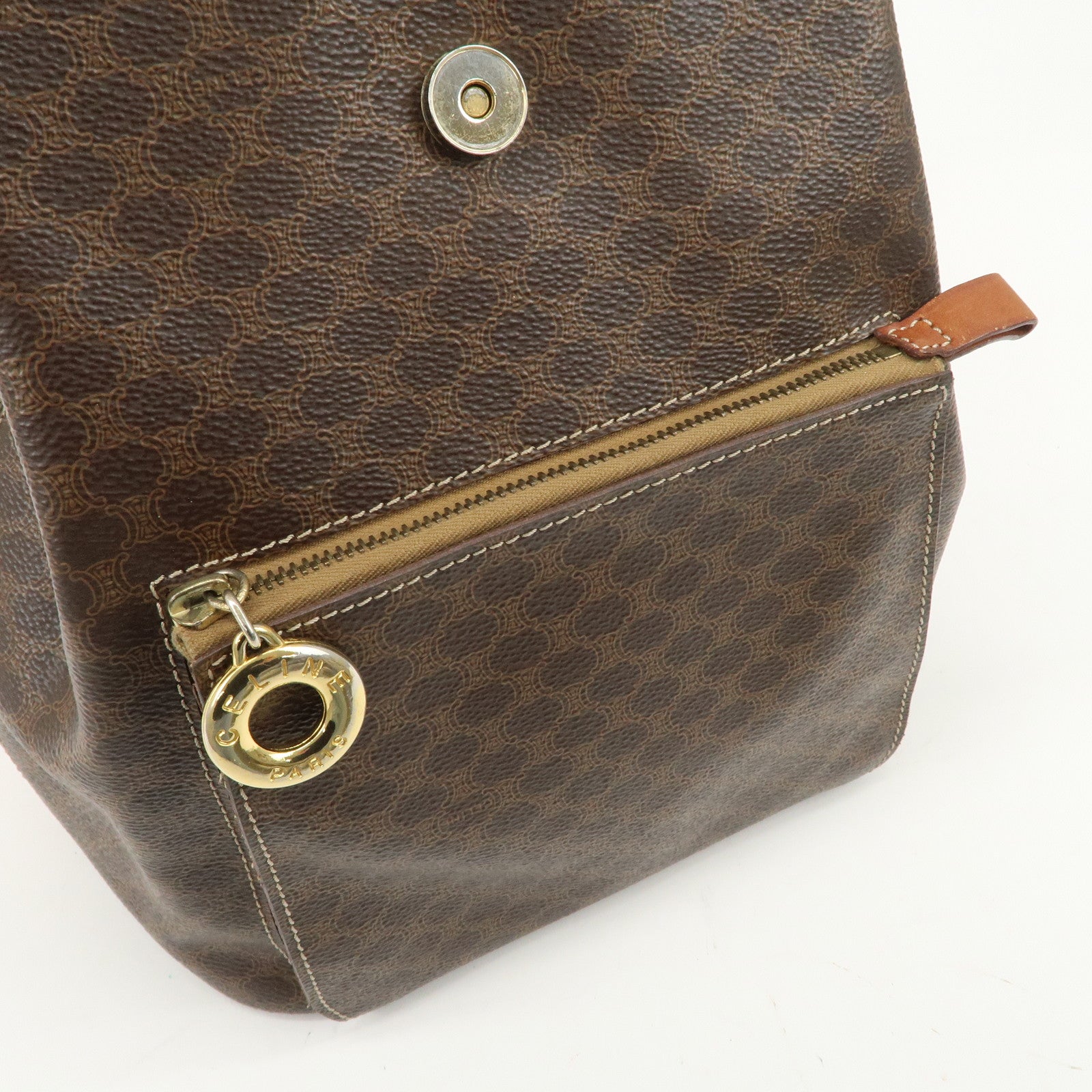 CELINE Macadam PVC Leather Backpack Rucksack Brown