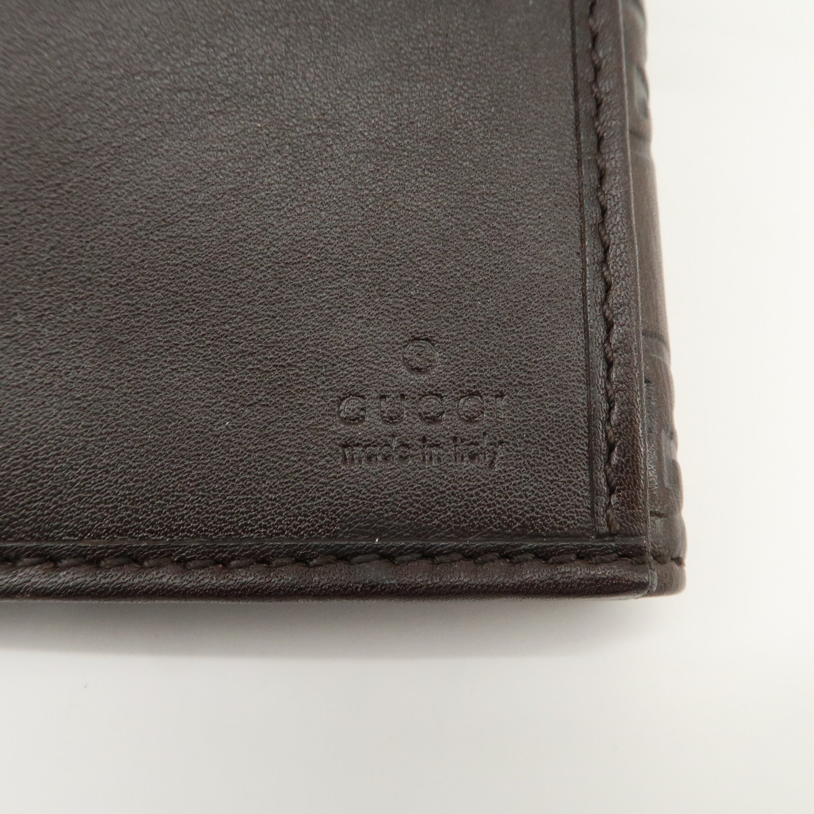 GUCCI Guccissima Leather W Hook Bi-Fold Long Wallet Brown 112715 Used