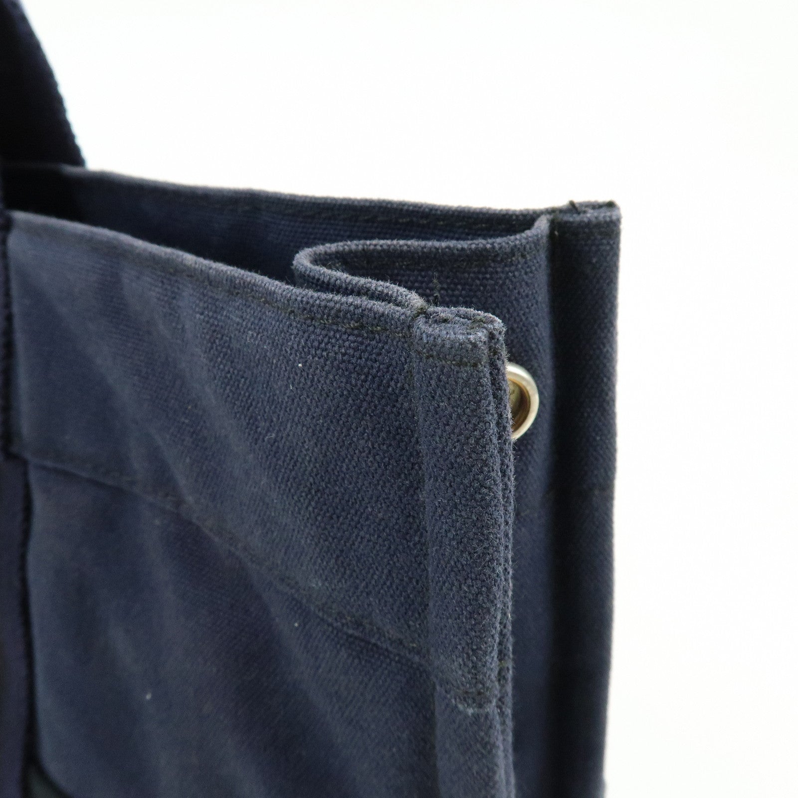 HERMES Fourre Tout MM Canvas Tote Bag Hand Bag Navy Black