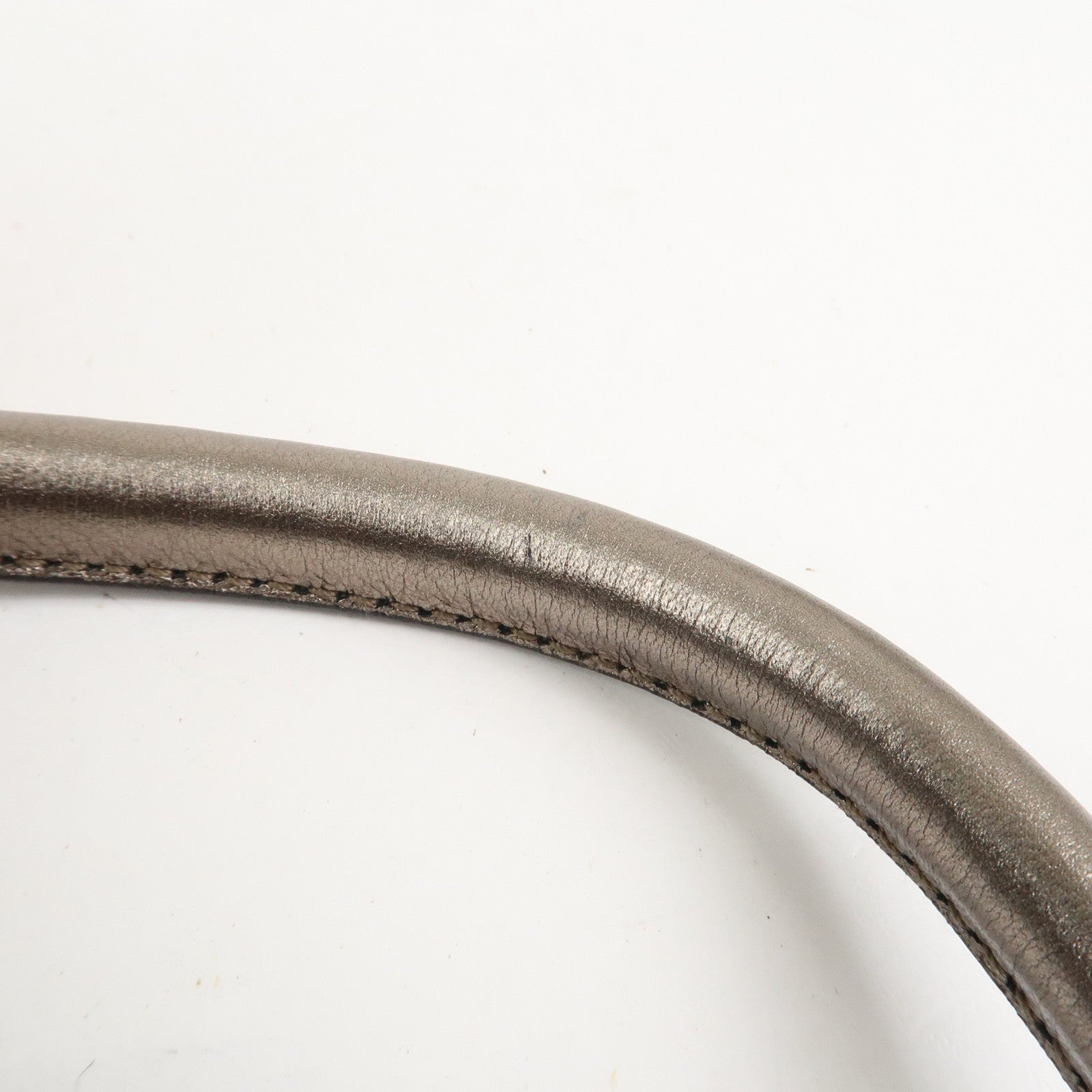 Ferragamo Vara Ribbon Logo Leather Shoulder Bag Hand Bag Silver