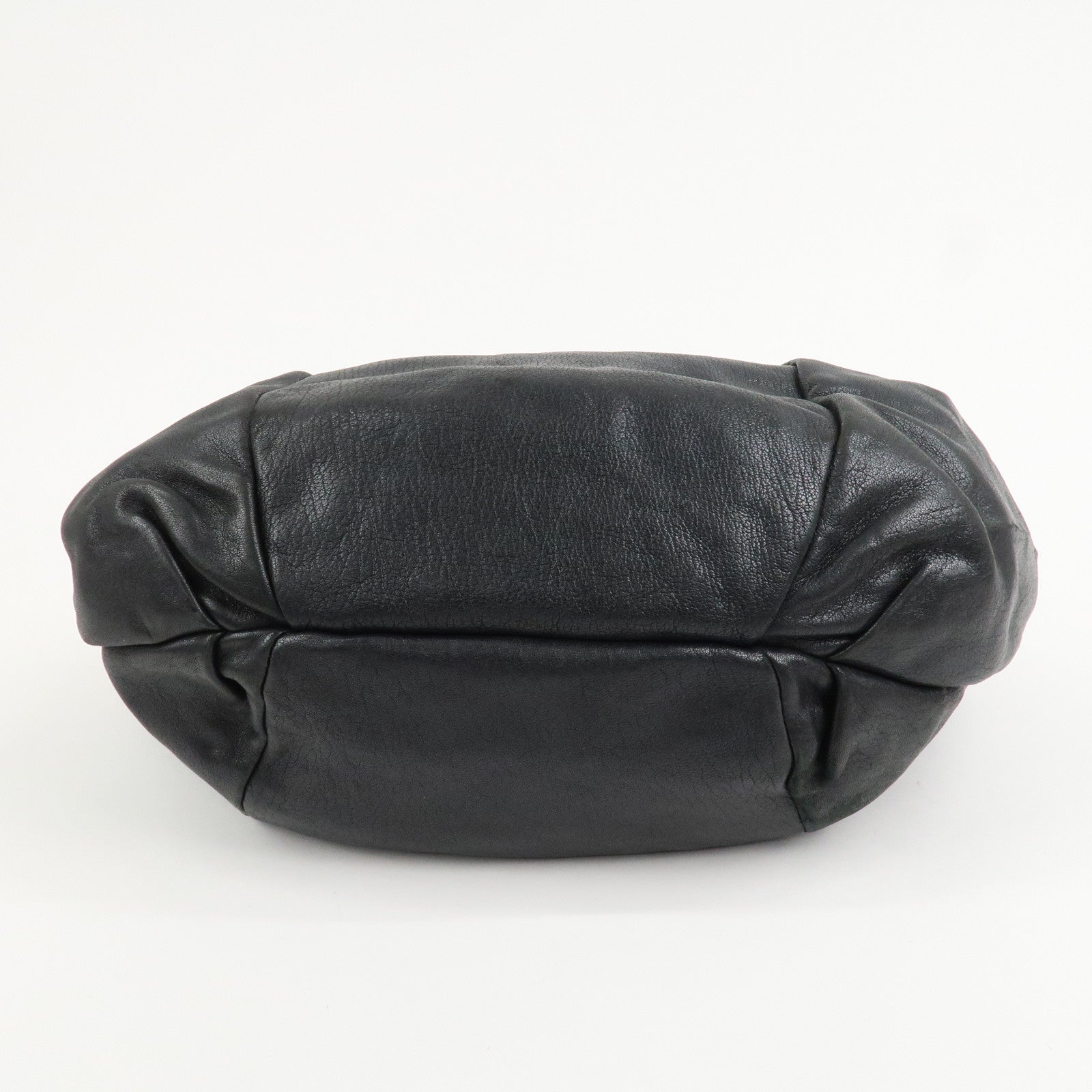 Ferragamo Leather Patent Leather Shoulder Bag Hand Bag Black