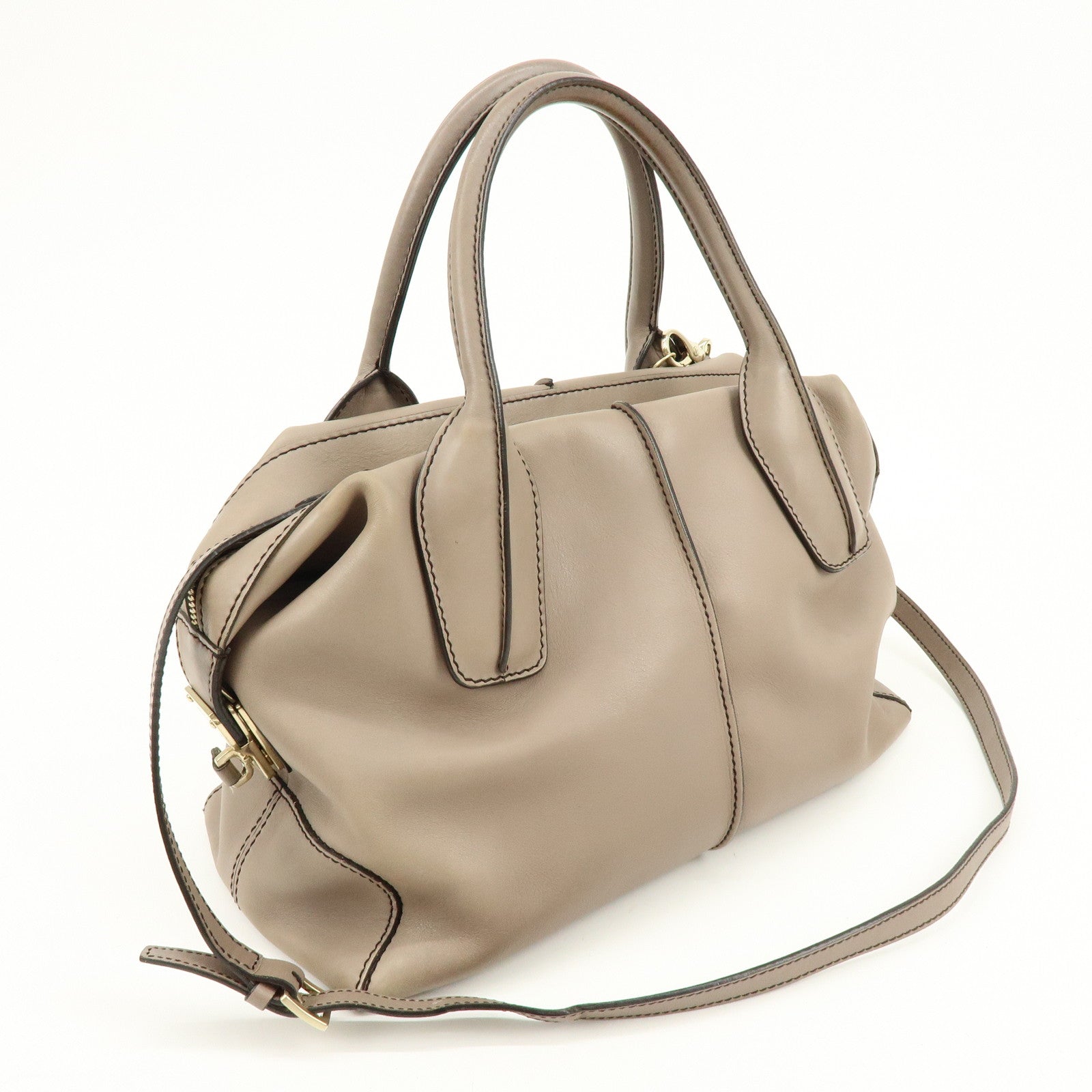 TOD'S D Styling Leather 2Way Bag Hand Bag Shoulder Bag Gray