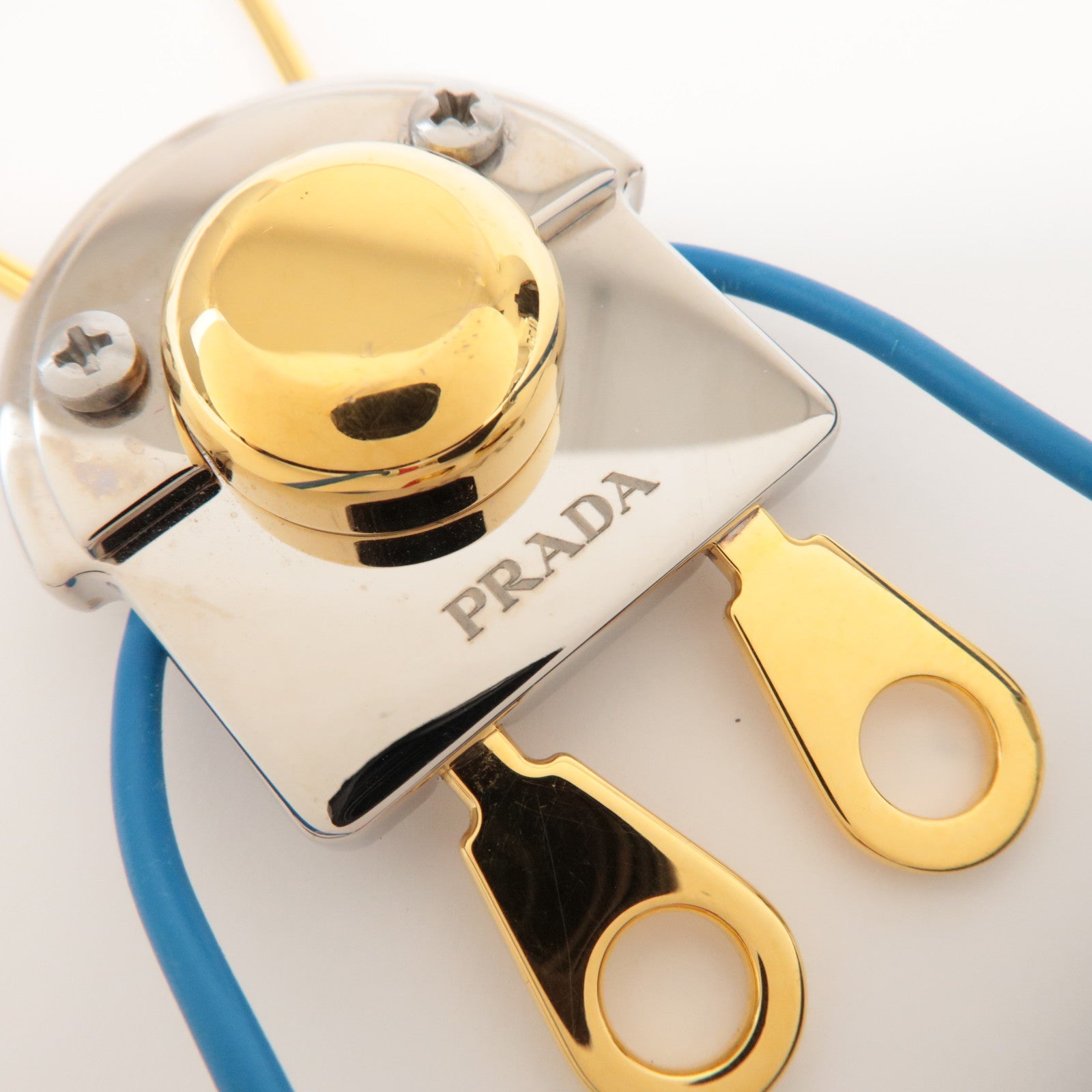 PRADA Metal Robot Bag Key Charm Key Chain Silver Gold