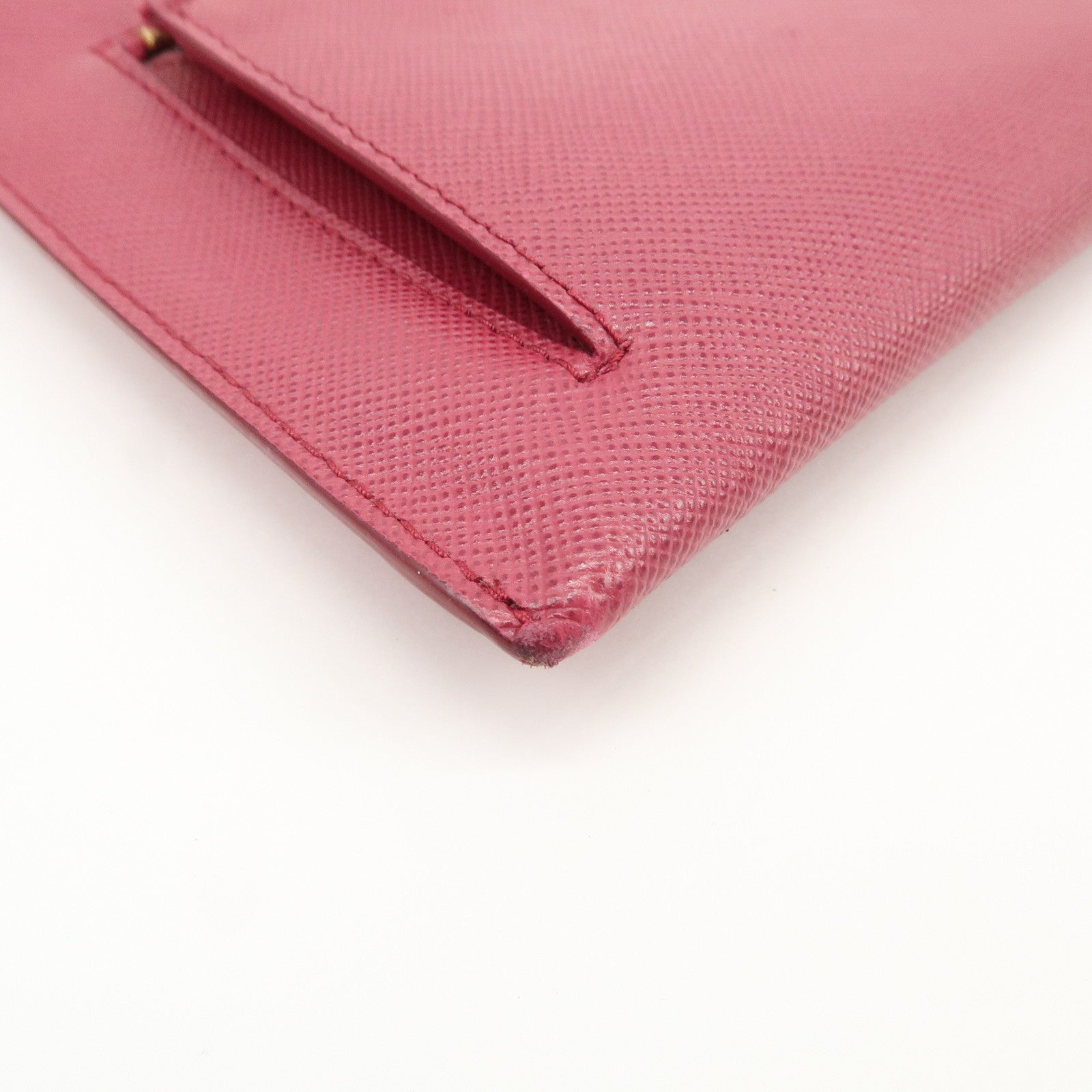 PRADA Saffiano Leather Pouch Document Folder Wallet Pink 1MF003