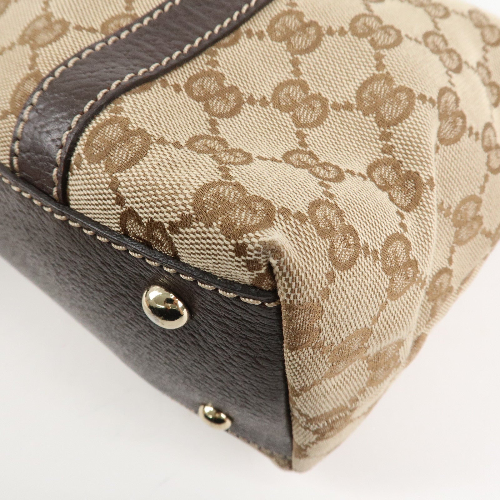 GUCCI Abbey GG Canvas Leather Tote Bag Hand Bag Beige Brown 141470 Used