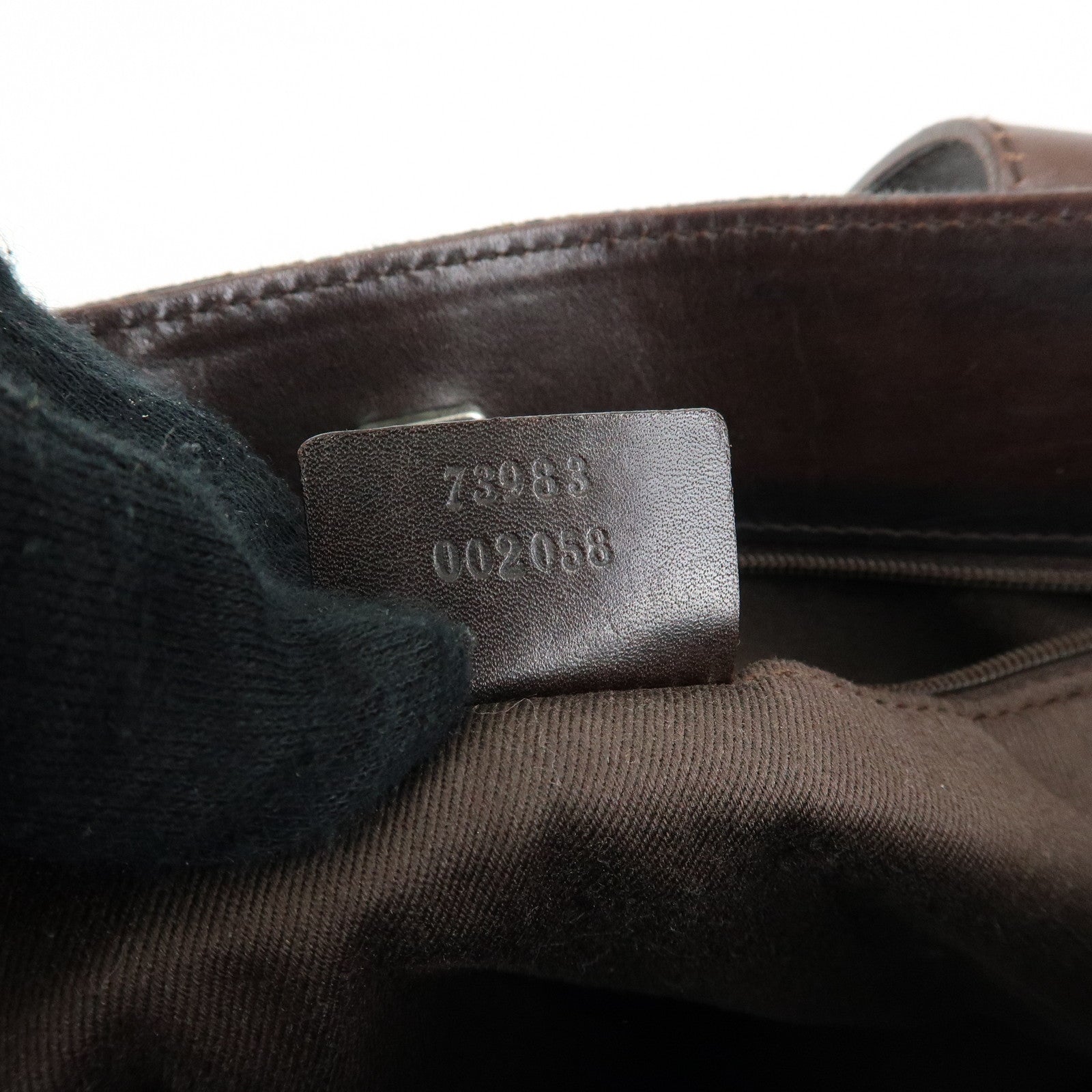 GUCCI GG Canvas Leather Hand Bag Tote Bag Dark Brown 73983