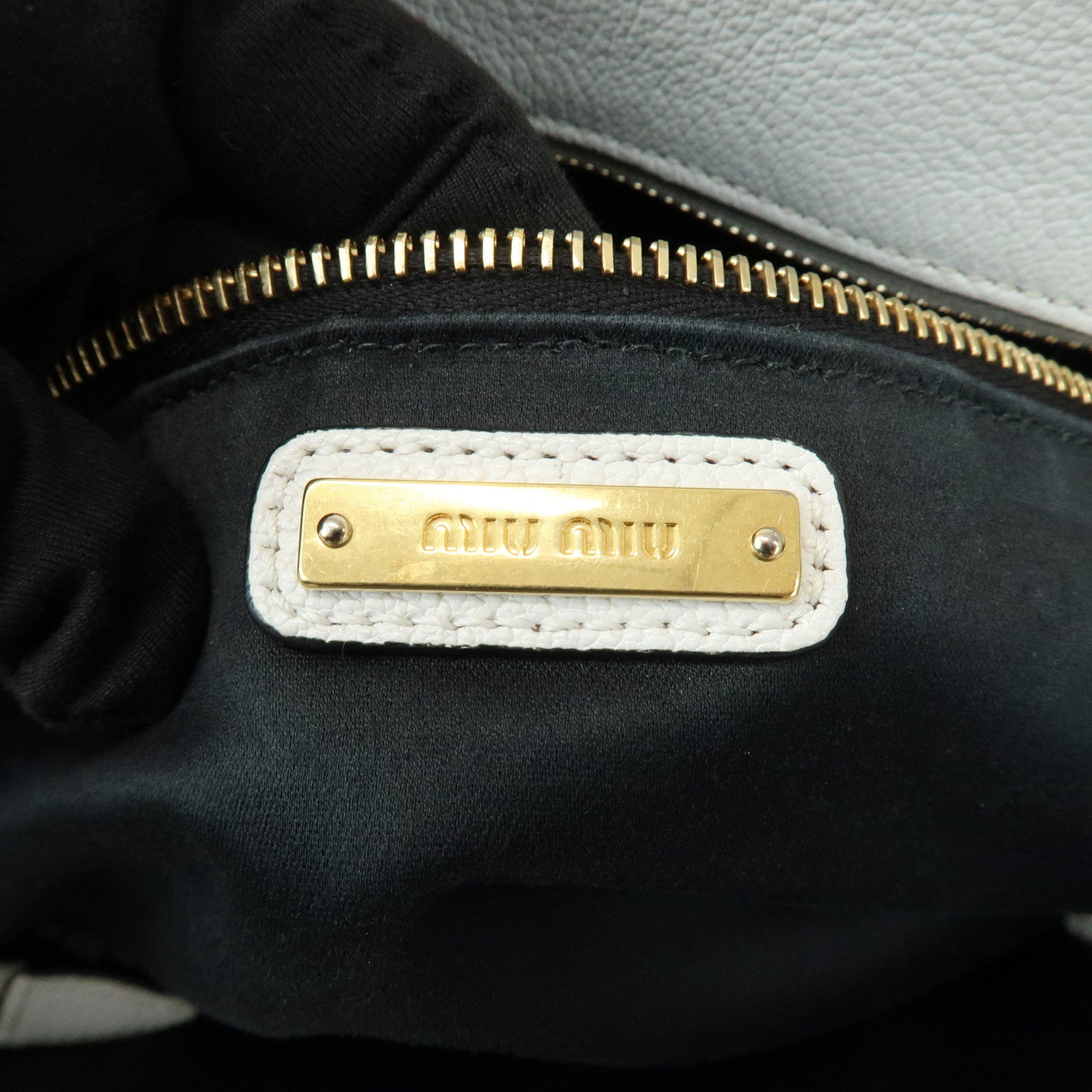 MIU MIU Madras Leather 2Way Bag Hand Bag Shoulder Bag White