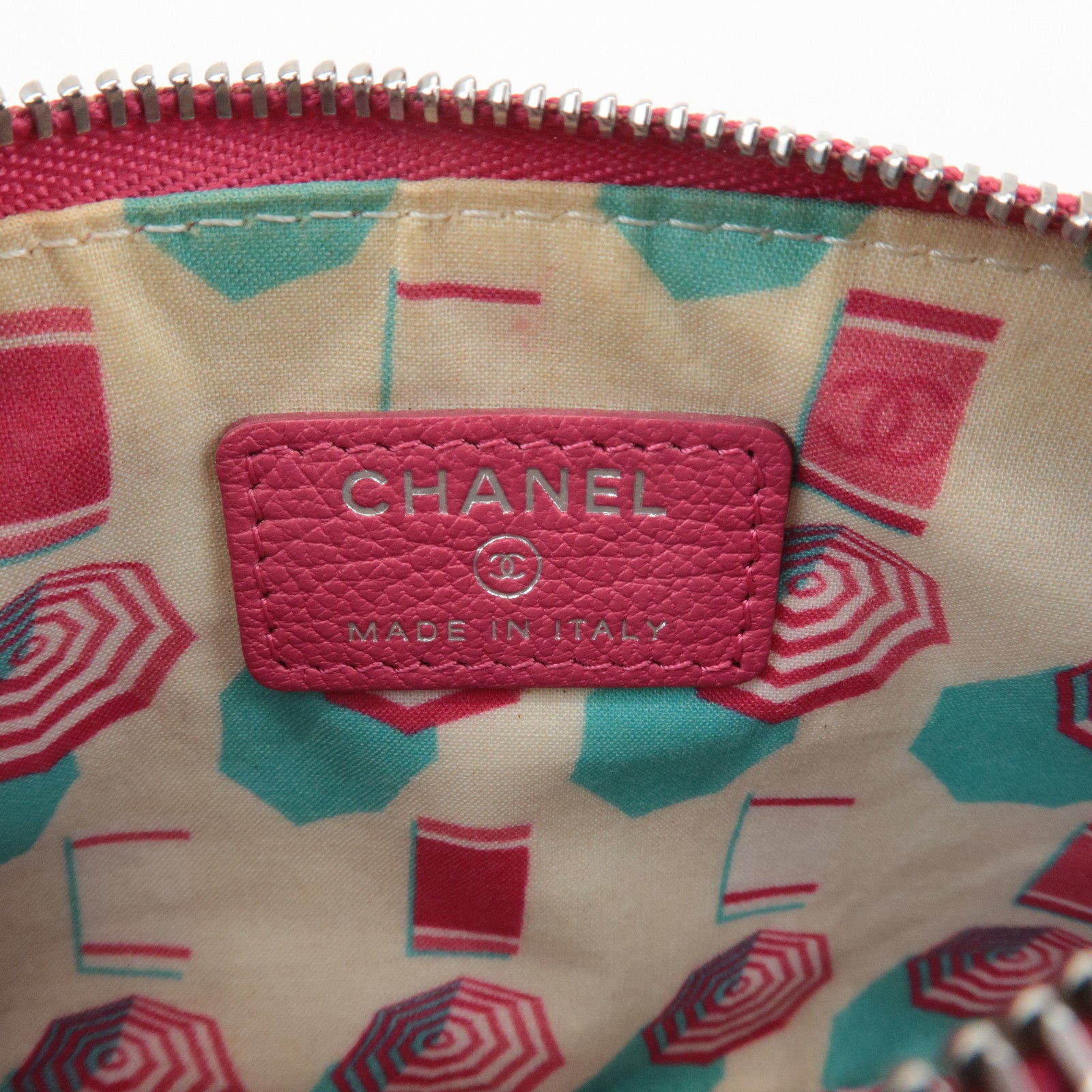 CHANEL COCO Mark Caviarskin Pouch Cosmetic Pouch Pink Used