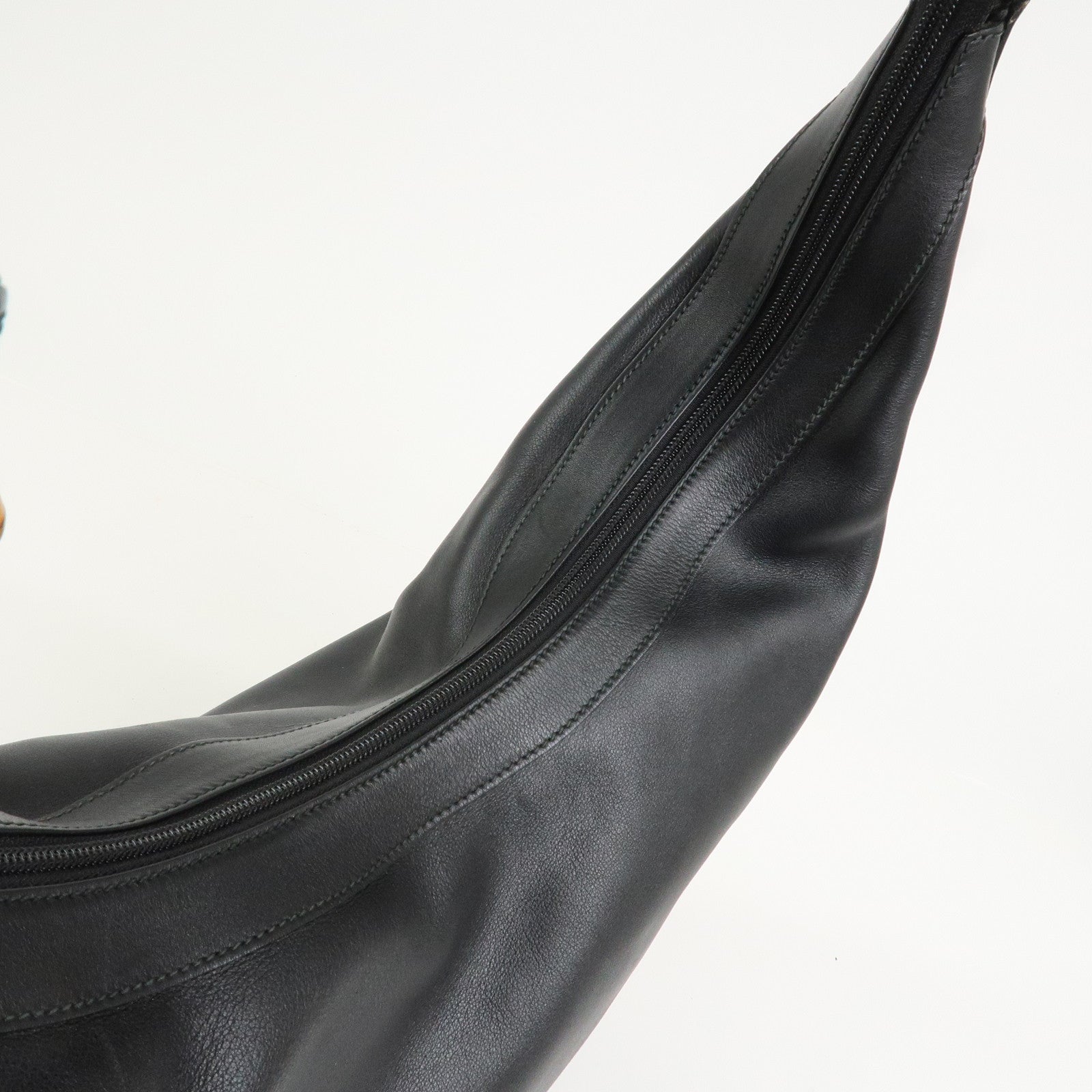 GUCCI Bamboo Leather Shoulder Bag Black 001.113.1643