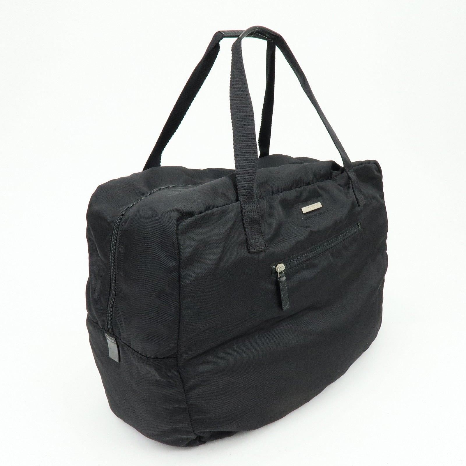 GUCCI Nylon Leather Boston Bag Shoulder Bag Black 012・0389・002058