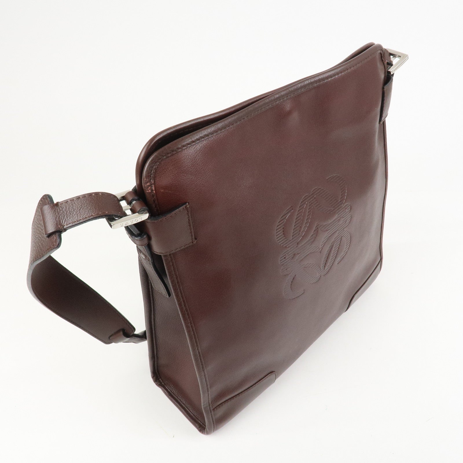 LOEWE Anagram Logo Leather Shoulder Bag Crossbody Bag Brown