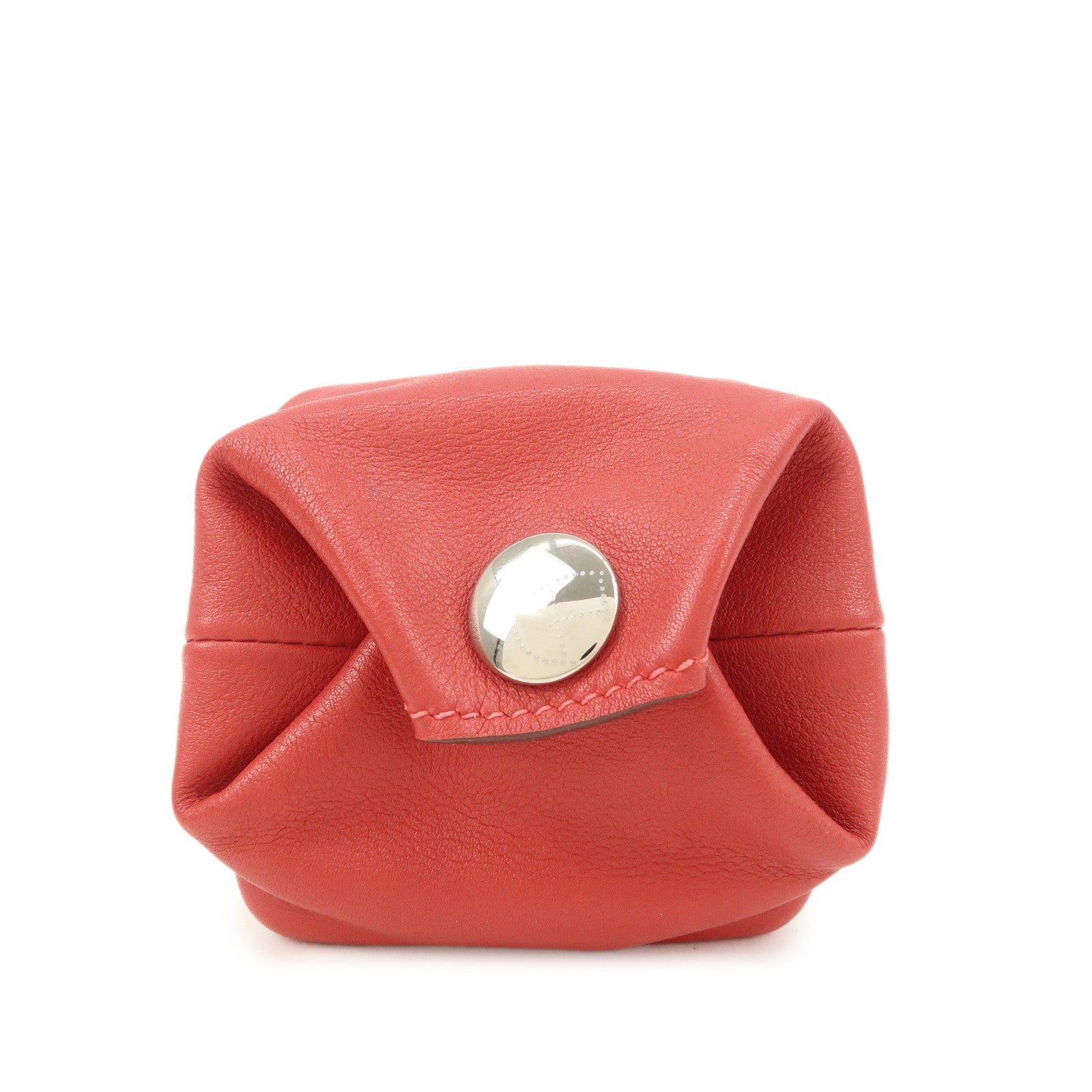 HERMES Bee Pop Leather Mini Compact Coin Case Red